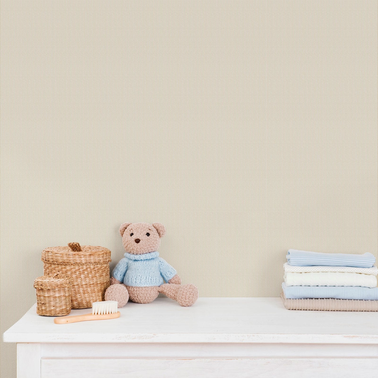 Tiny Stripes Wallpaper in Yellow color - pattern number 292-5 - by Galerie in the Bambino collection