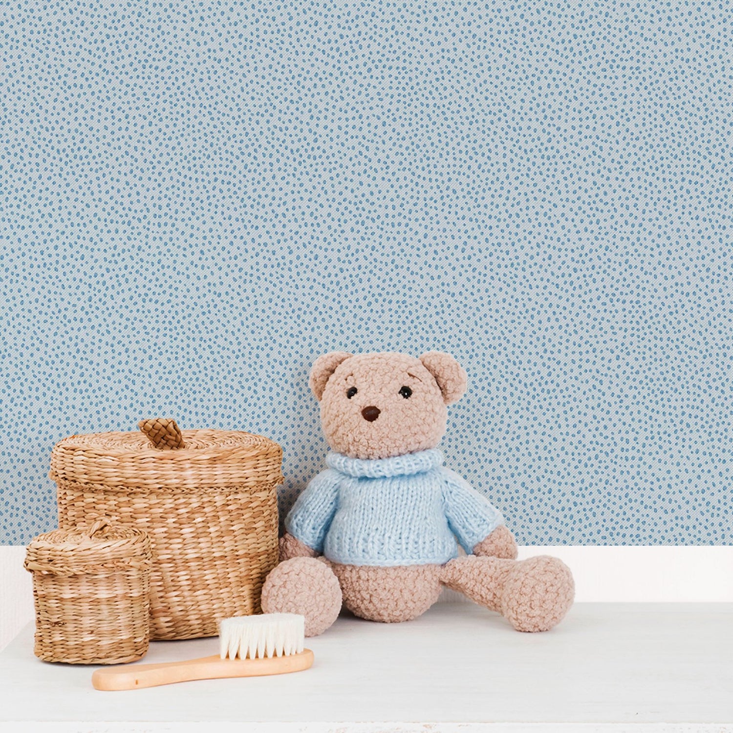 Dropy Plain Wallpaper in Blue color - pattern number 294-2 - by Galerie in the Bambino collection