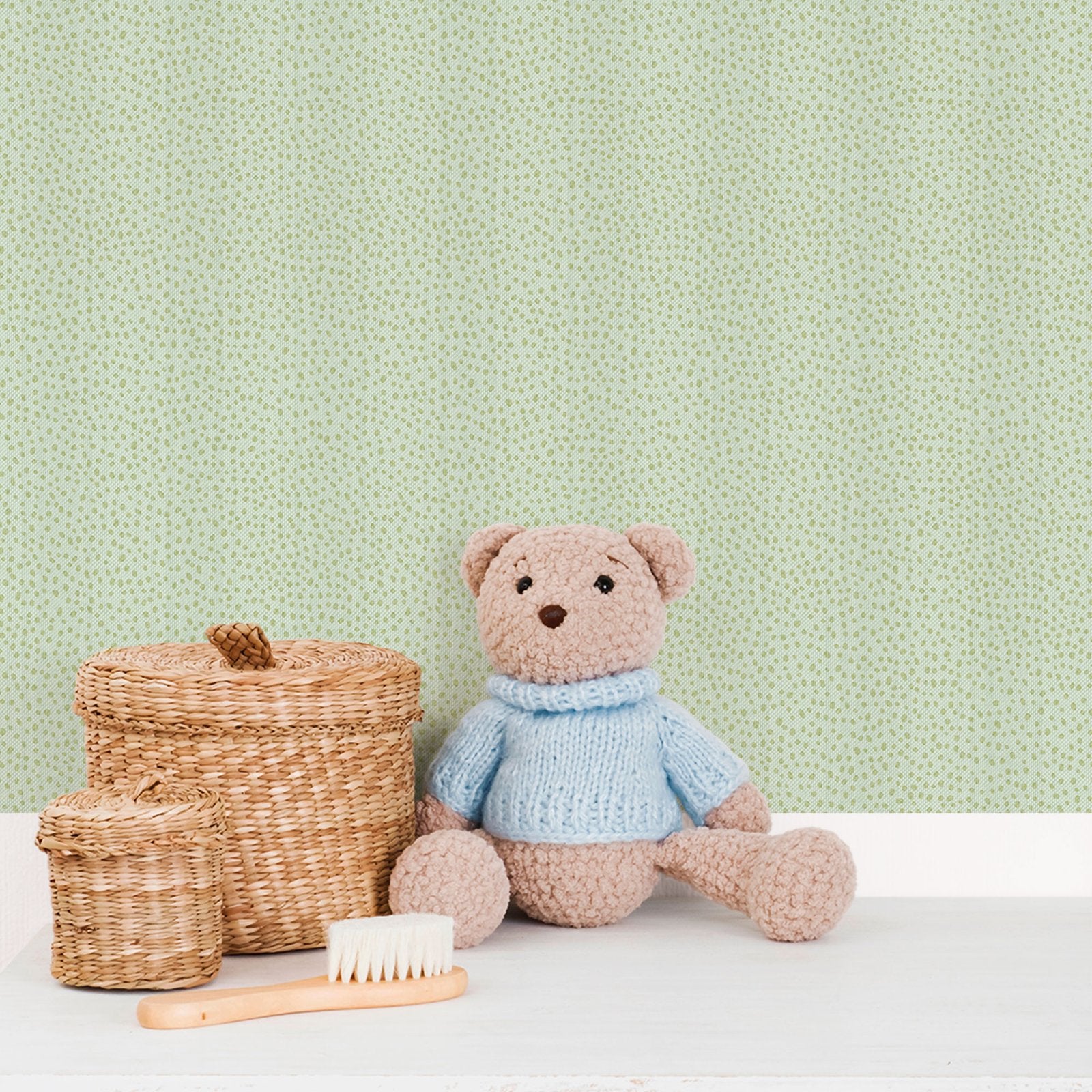 Dropy Plain Wallpaper in Green color - pattern number 294-4 - by Galerie in the Bambino collection