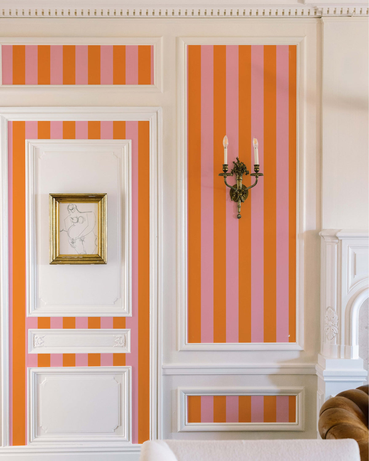 3 in Stripes Wallpaper in Pink Orange color - pattern number KK17024_Pink_Orange_KH300 - by Katie Kime in the collection