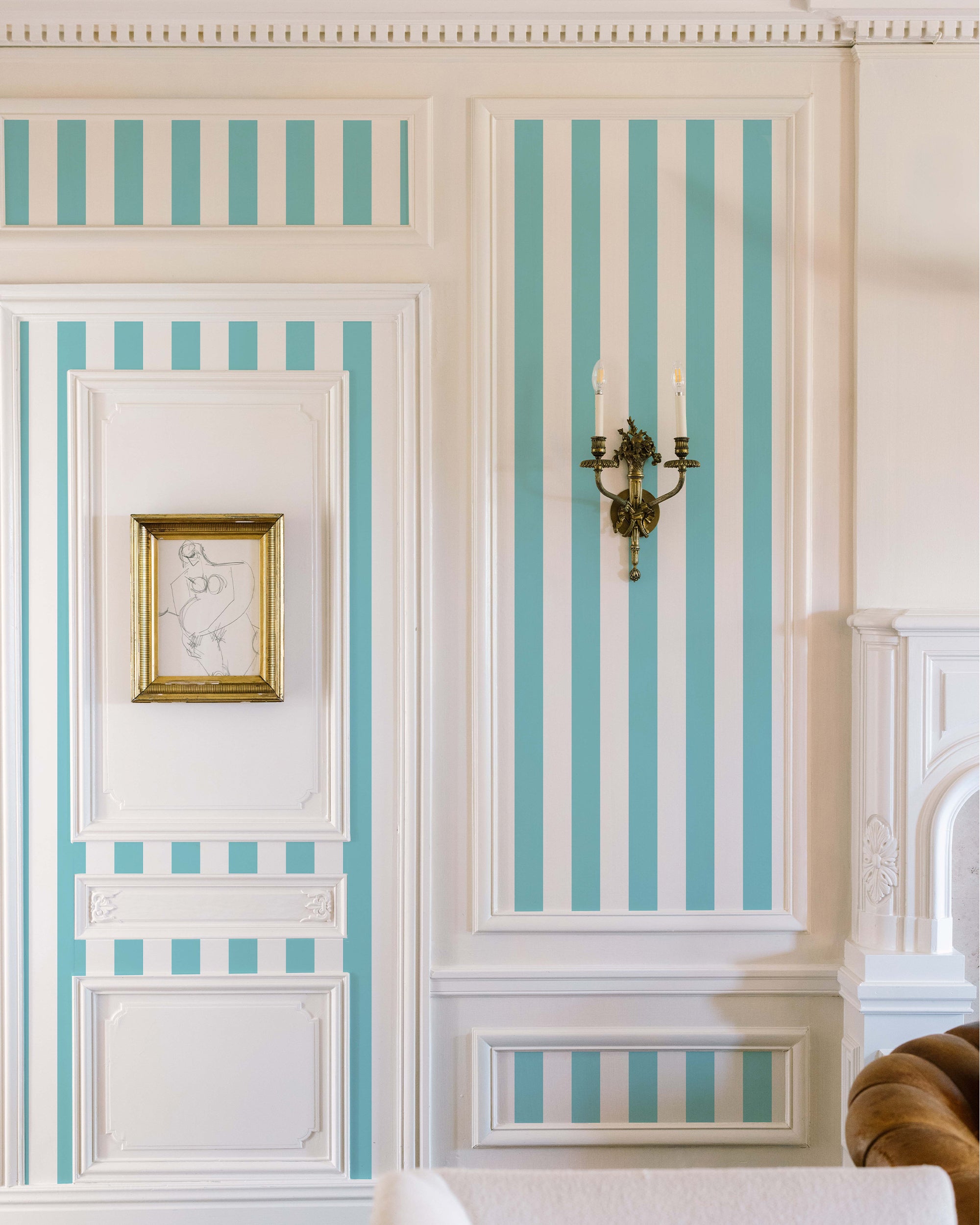 3 in Stripes Wallpaper in aqua color - pattern number KK17024_Aqua_KH300 - by Katie Kime in the  collection