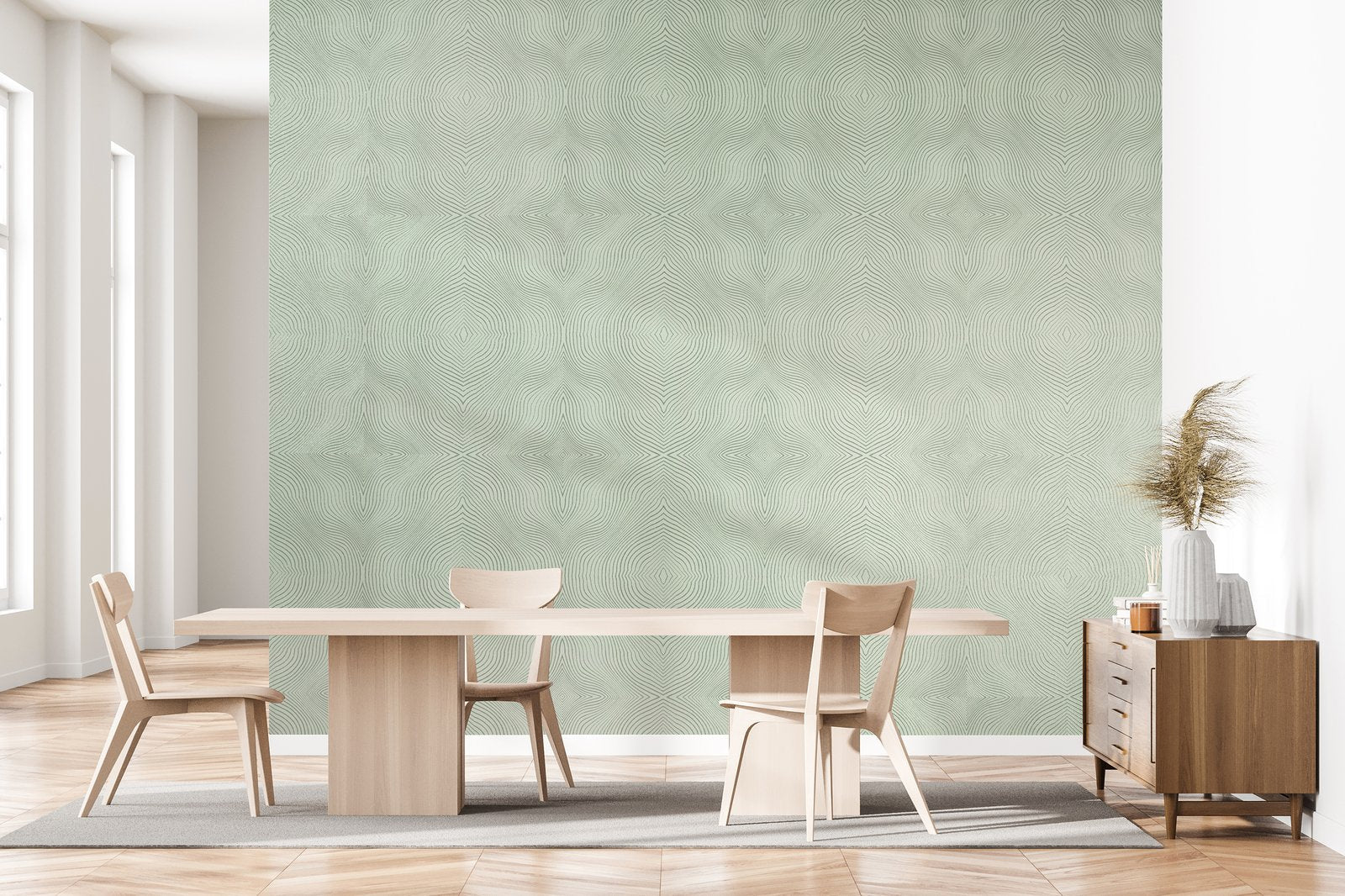 Flow Wasabi green wallpaper in green color - pattern number GH30029-23 - by Galerie in the Slow Living collection