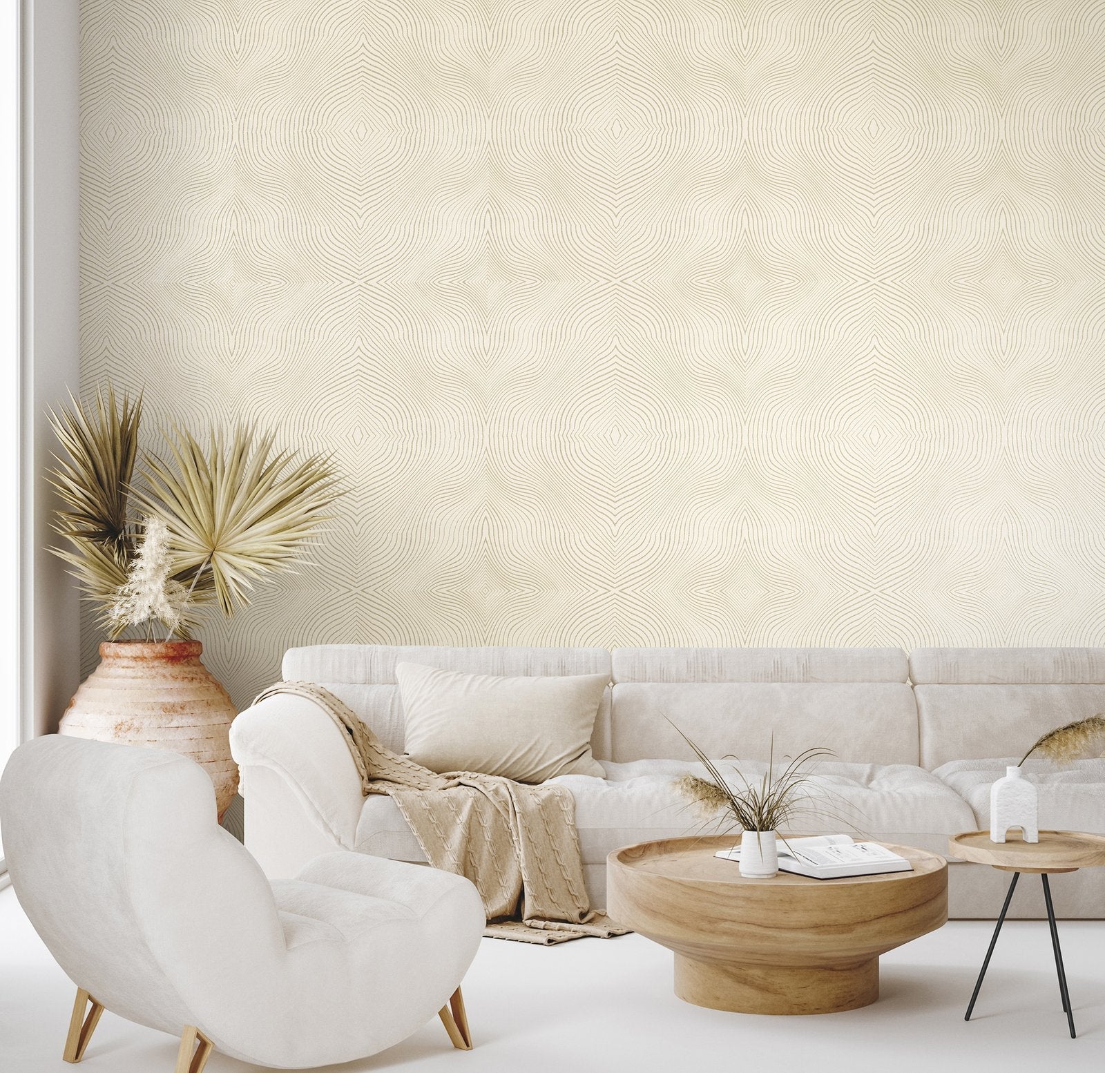 Flow Sand Gold wallpaper in beige color - pattern number GH30033-23 - by Galerie in the Slow Living collection