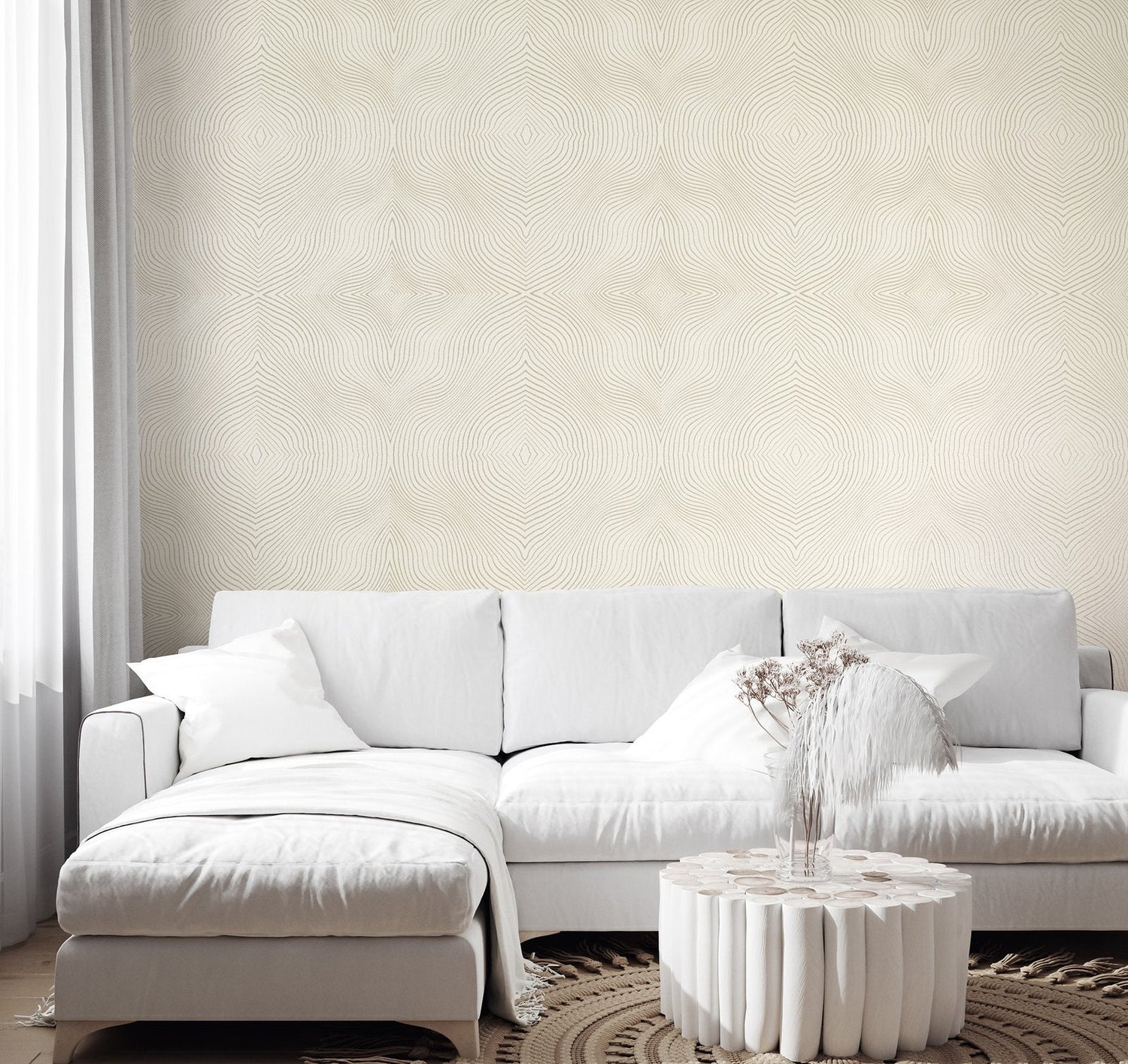 Flow Linen white wallpaper in cream color - pattern number GH30035-23 - by Galerie in the Slow Living collection