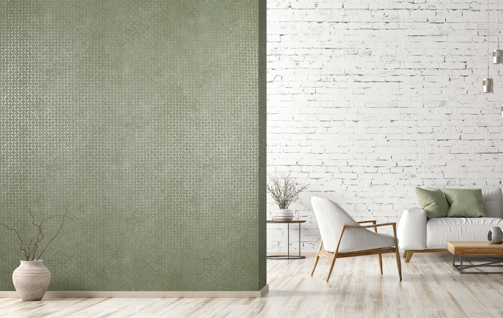 Soho / Metal Drain Grid wallpaper in green color - pattern number GH30047-23 - by Galerie in the Urban Classics collection