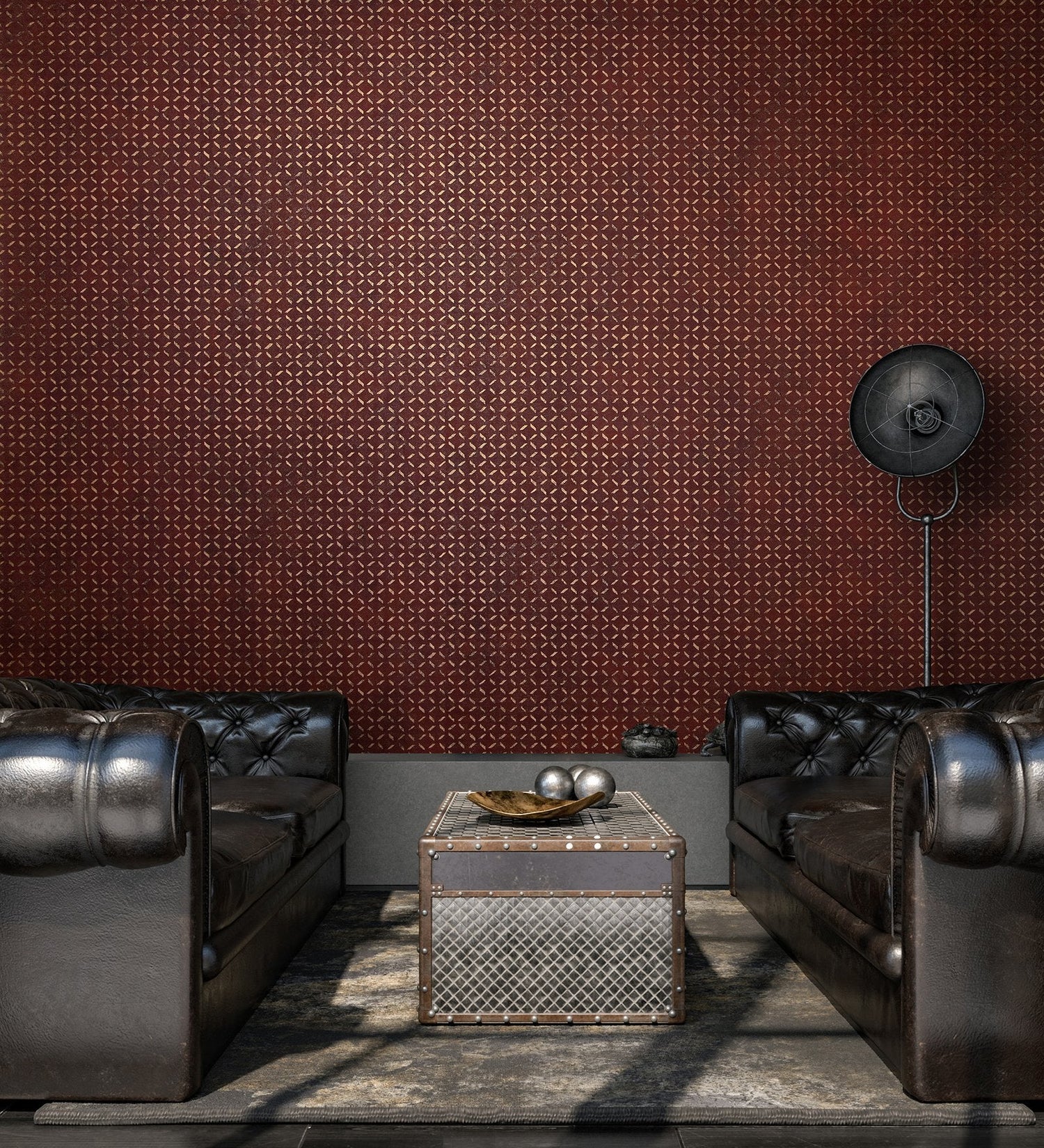 Soho / Metal Drain Grid wallpaper in red color - pattern number GH30049-23 - by Galerie in the Urban Classics collection