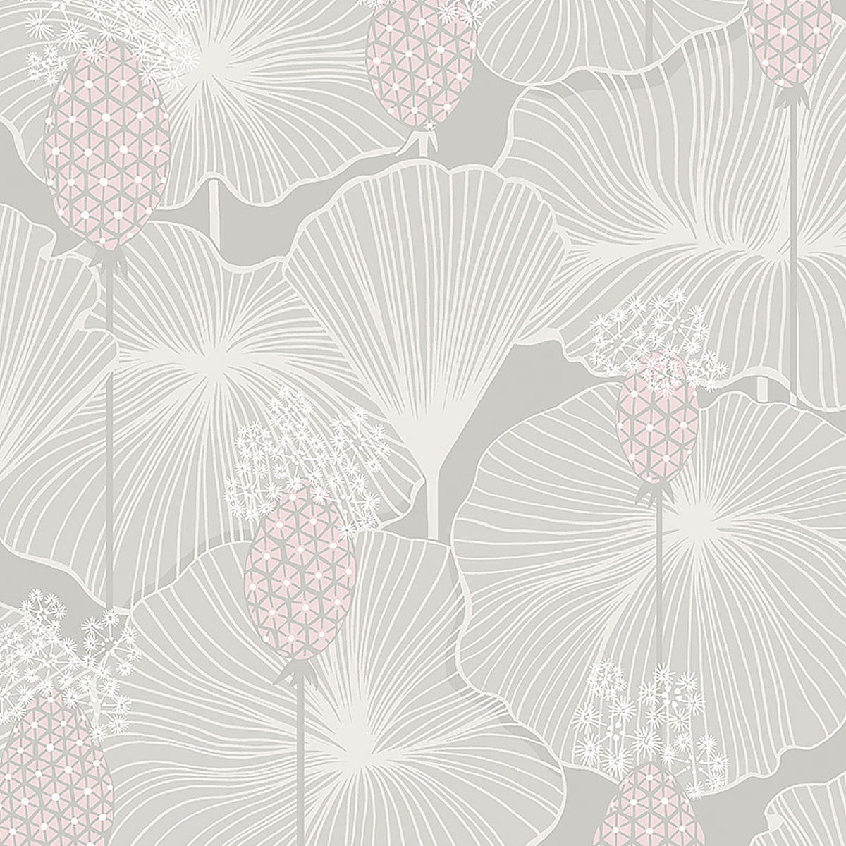 Umbrella Leaves wallpaper in grey color - pattern number 3120 - by Schumacher in the Borastapeter collection
