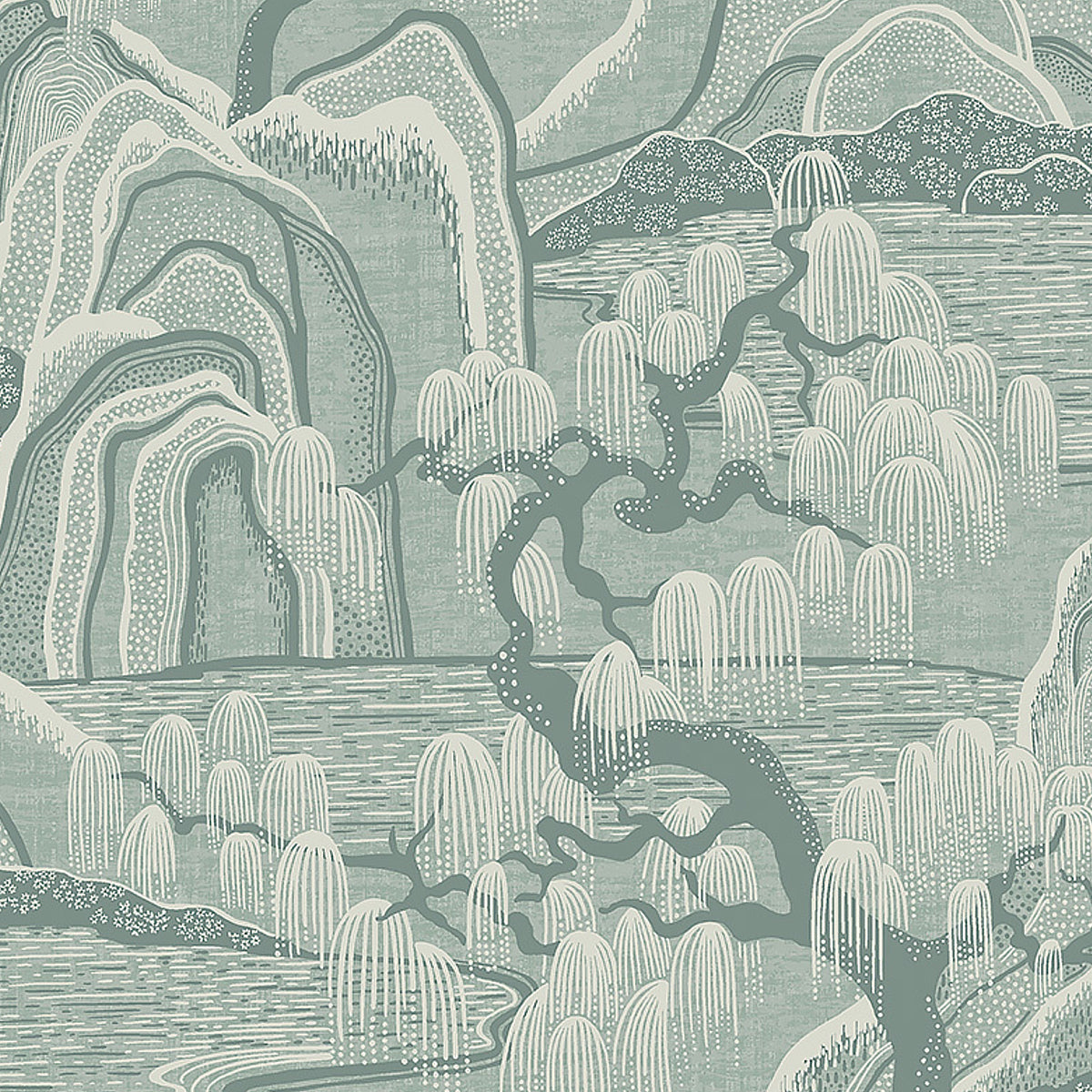 Indigo Garden wallpaper in mineral color - pattern number 3131 - by Schumacher in the Borastapeter collection