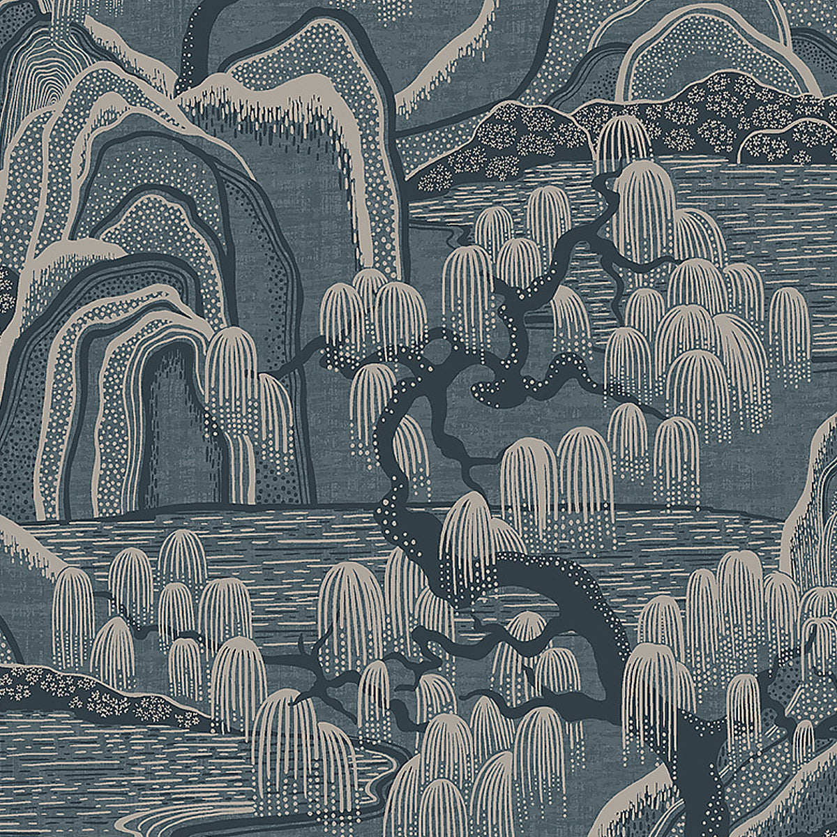 Indigo Garden wallpaper in blue color - pattern number 3133 - by Schumacher in the Borastapeter collection