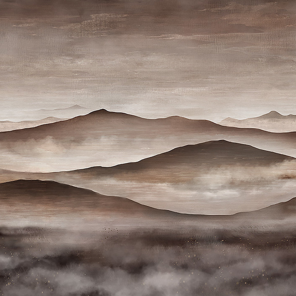 Twilight Landscape Mural fabric in neutral color - pattern number 3140 - by Schumacher in the Borastapeter collection