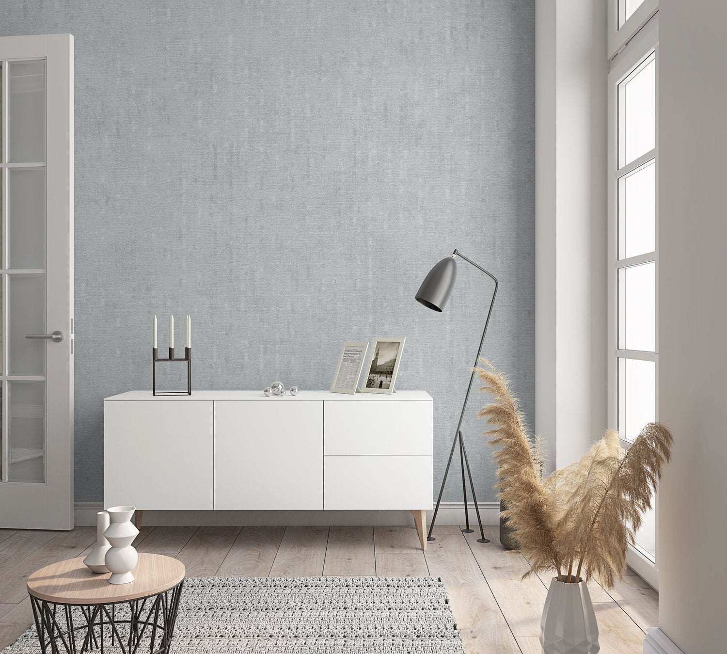 Linen Texture wallpaper in blue color - pattern number NT32408 - by Galerie in the The New Textures collection