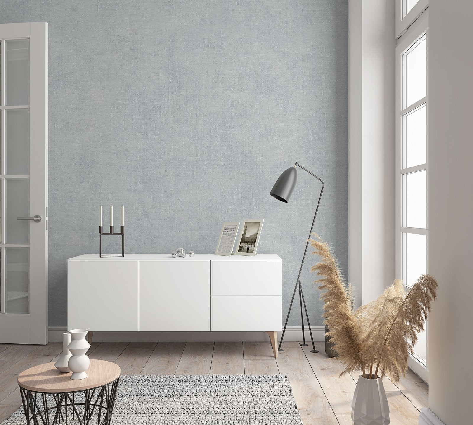 Linen Texture wallpaper in blue color - pattern number NT32408 - by Galerie in the The New Textures collection