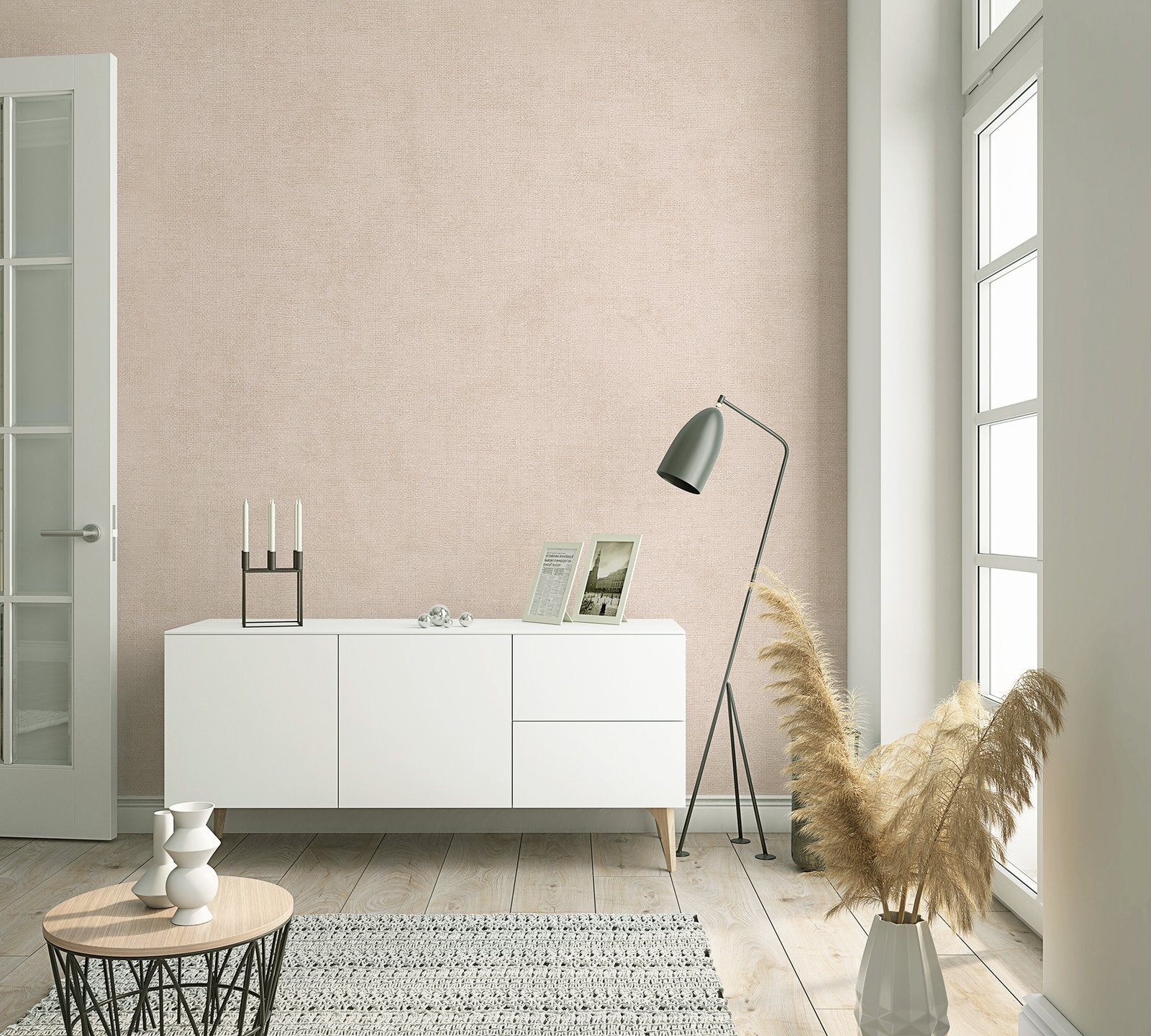 Linen Texture wallpaper in pink color - pattern number 32434 - by Galerie in the The New Textures collection