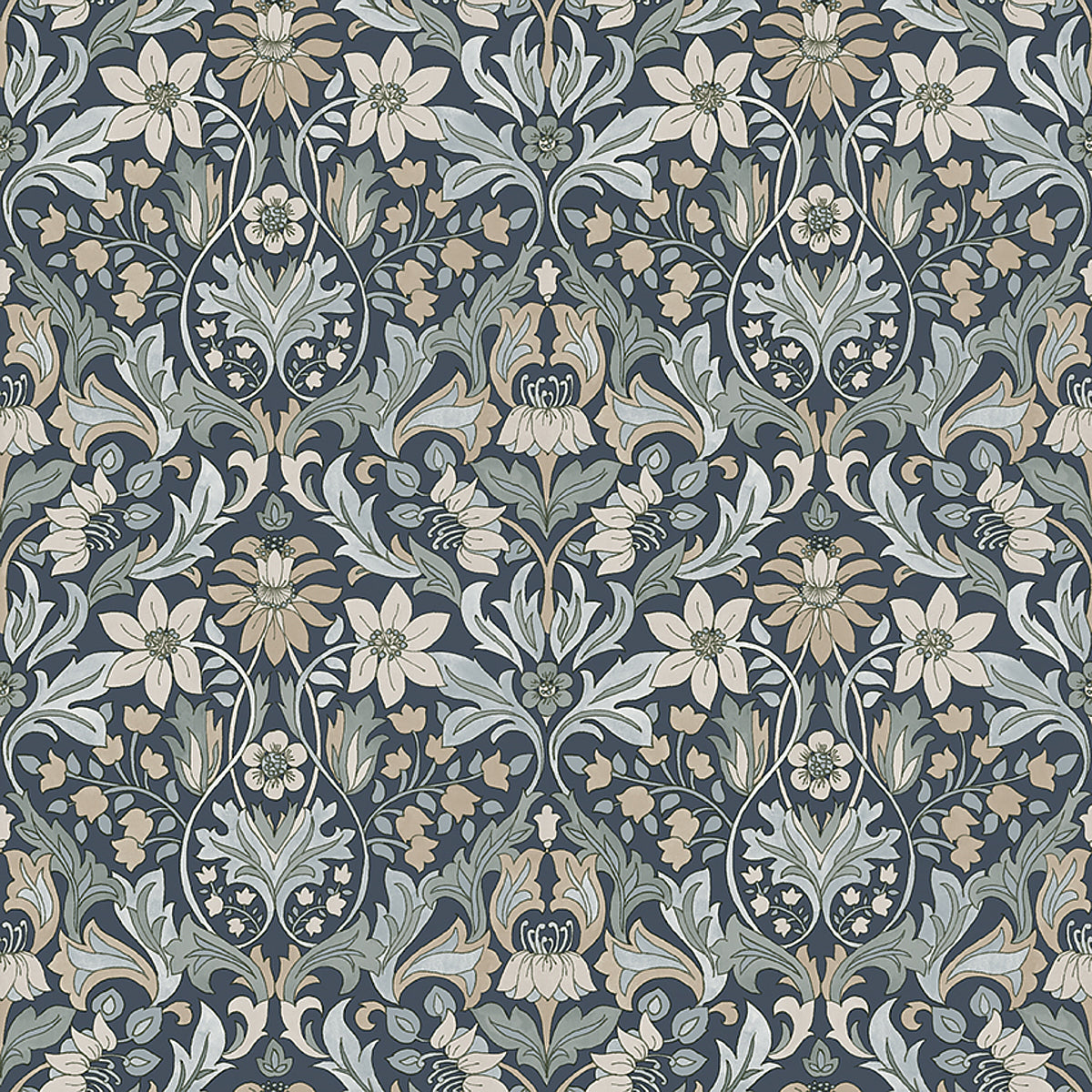 Blomsterfrojd wallpaper in indigo color - pattern number 3292 - by Schumacher in the Borastapeter collection