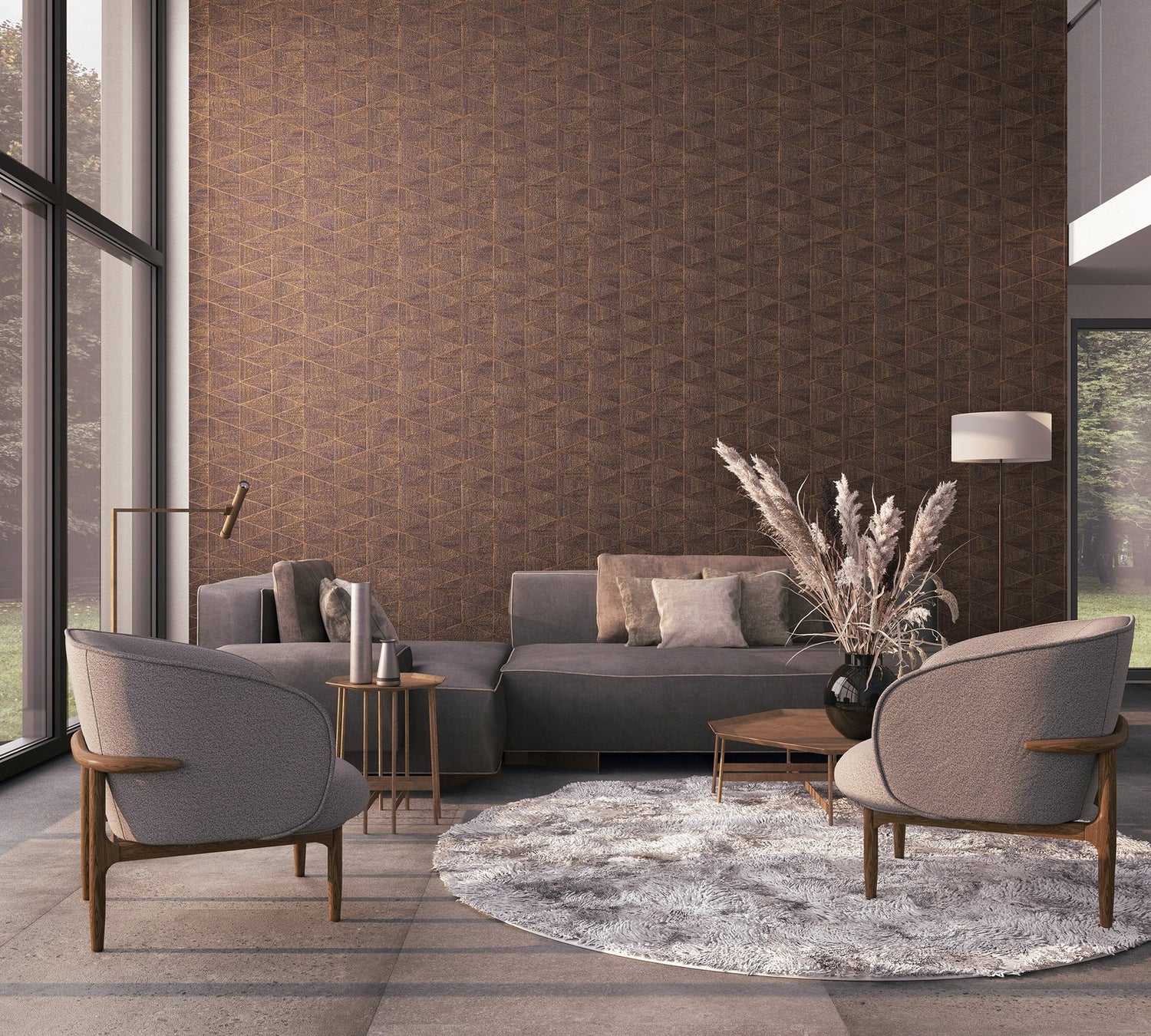 Graphic wallpaper in bronze brown color - pattern number 33361 - by Galerie in the The Woods and Wicker collection