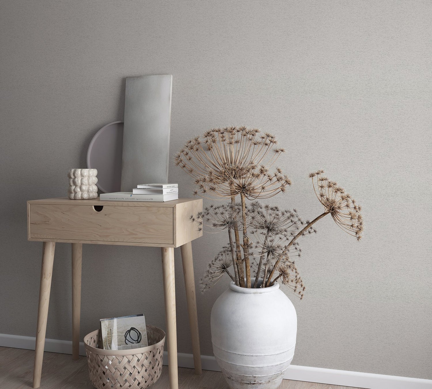 Structure wallpaper in silver grey color - pattern number 33369 - by Galerie in the The Woods and Wicker collection