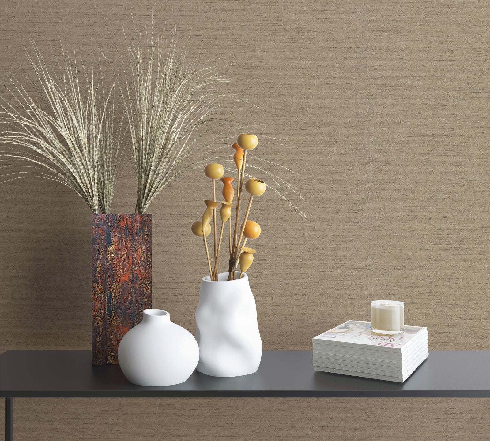 Structure wallpaper in bronze brown color - pattern number 33371 - by Galerie in the The Woods and Wicker collection