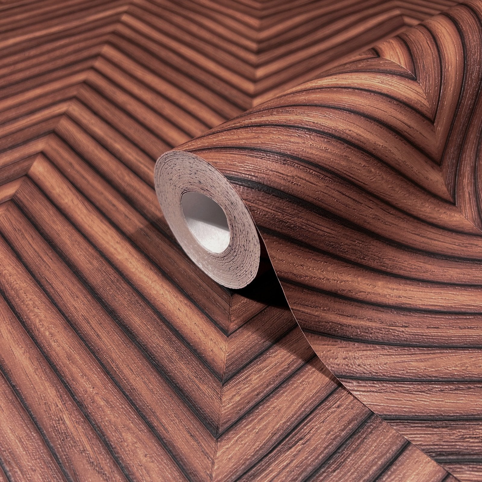 Wood optics wallpaper in red color - pattern number 33379 - by Galerie in the The Woods and Wicker collection