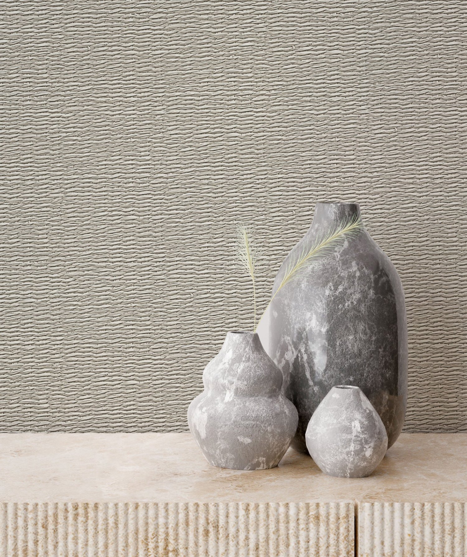 Textile optics wallpaper in beige color - pattern number 33383 - by Galerie in the The Woods and Wicker collection