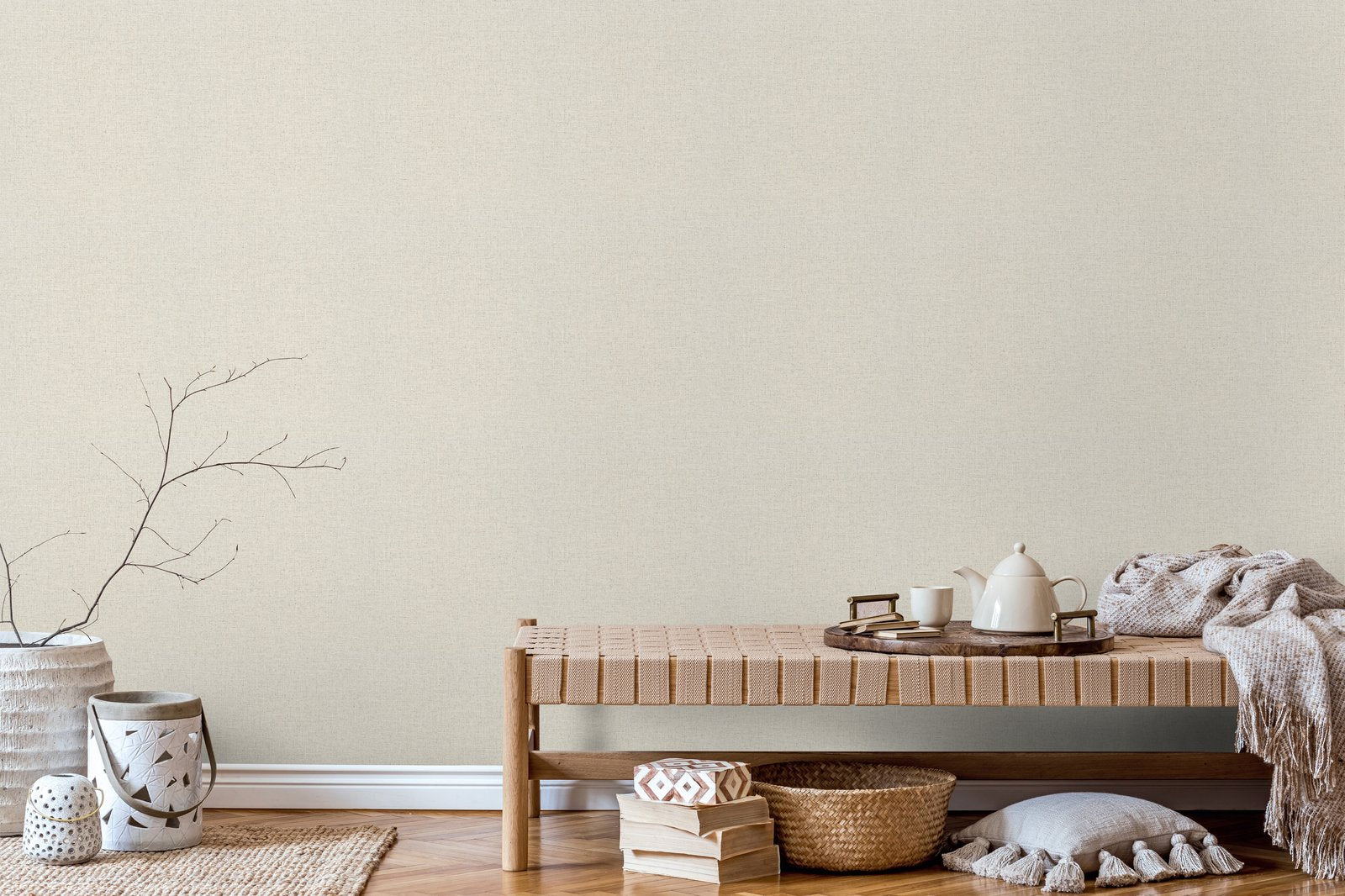 Uni wallpaper in beige color - pattern number 33391 - by Galerie in the The Woods and Wicker collection
