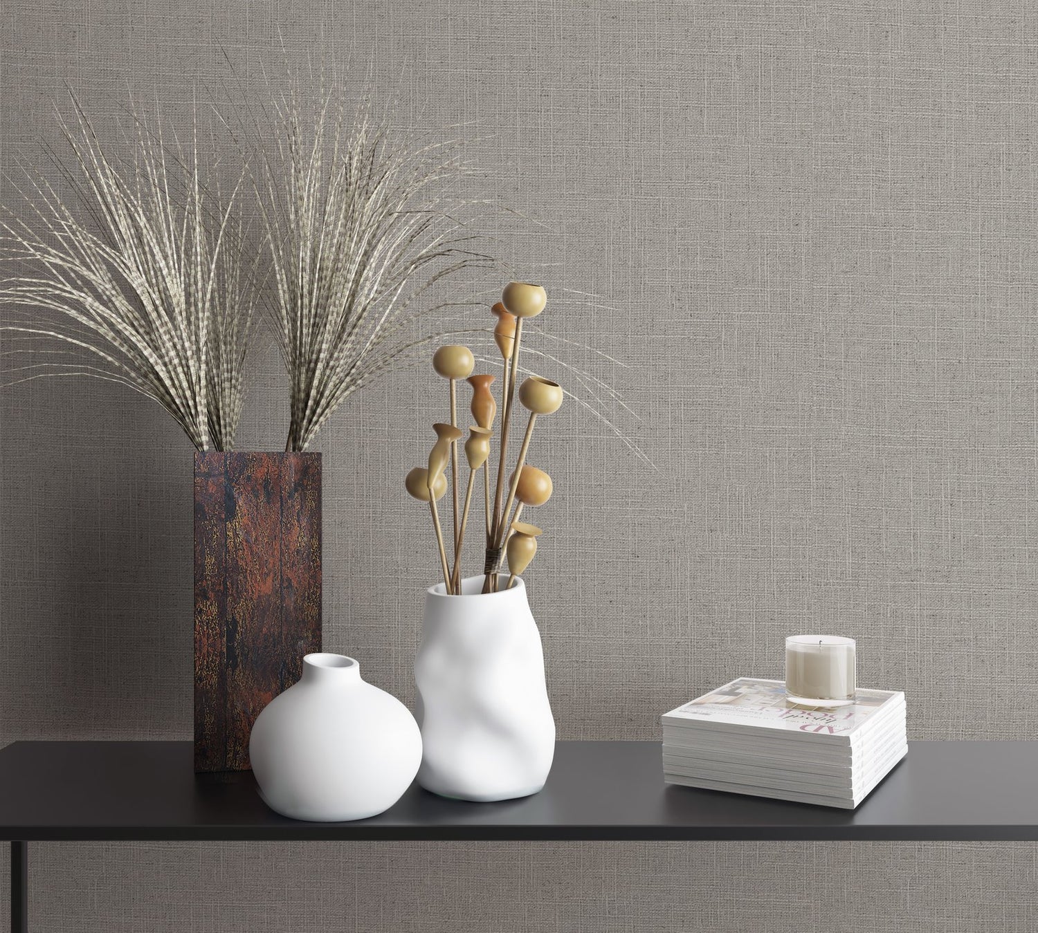 Uni wallpaper in silver grey color - pattern number 33394 - by Galerie in the The Woods and Wicker collection