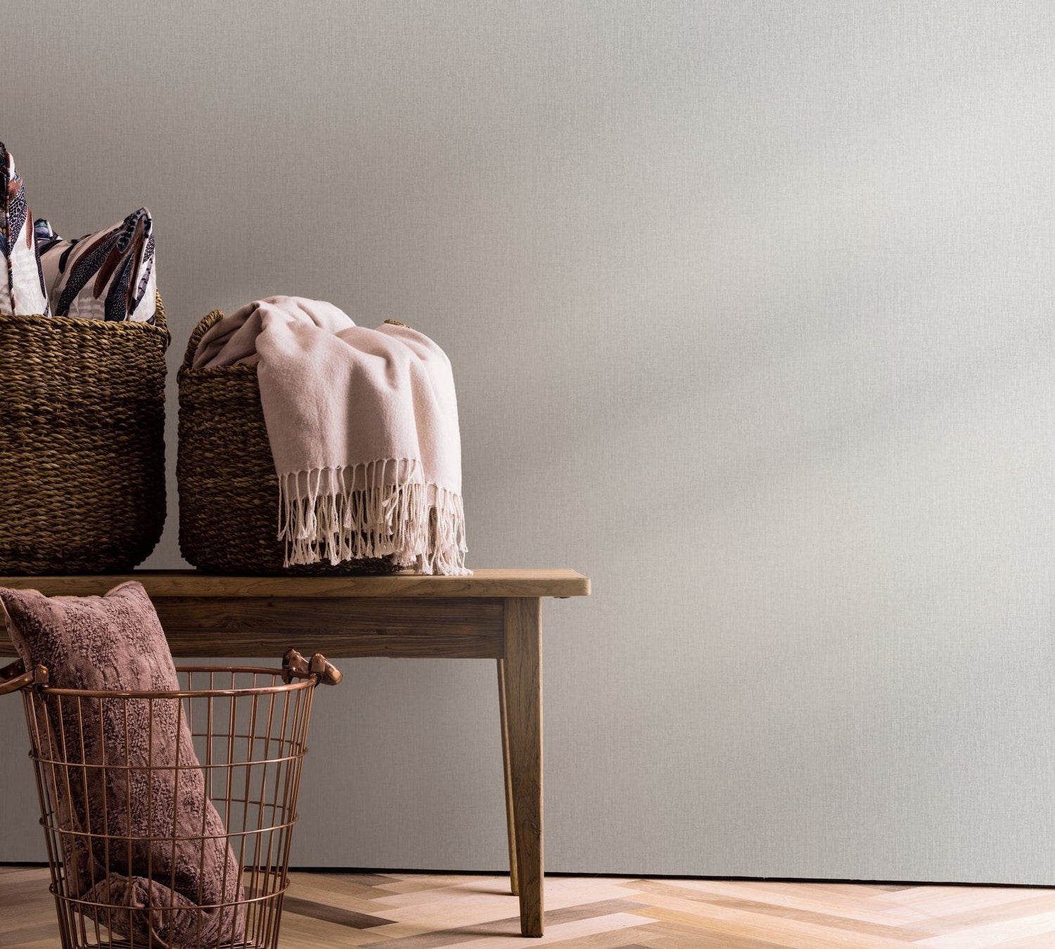 Linen wallpaper in silver grey color - pattern number 33964 - by Galerie in the The New Textures collection