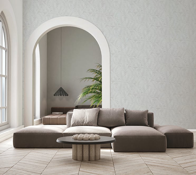 Botanical wallpaper in silver grey color - pattern number 34005 - by Galerie in the Hotel collection