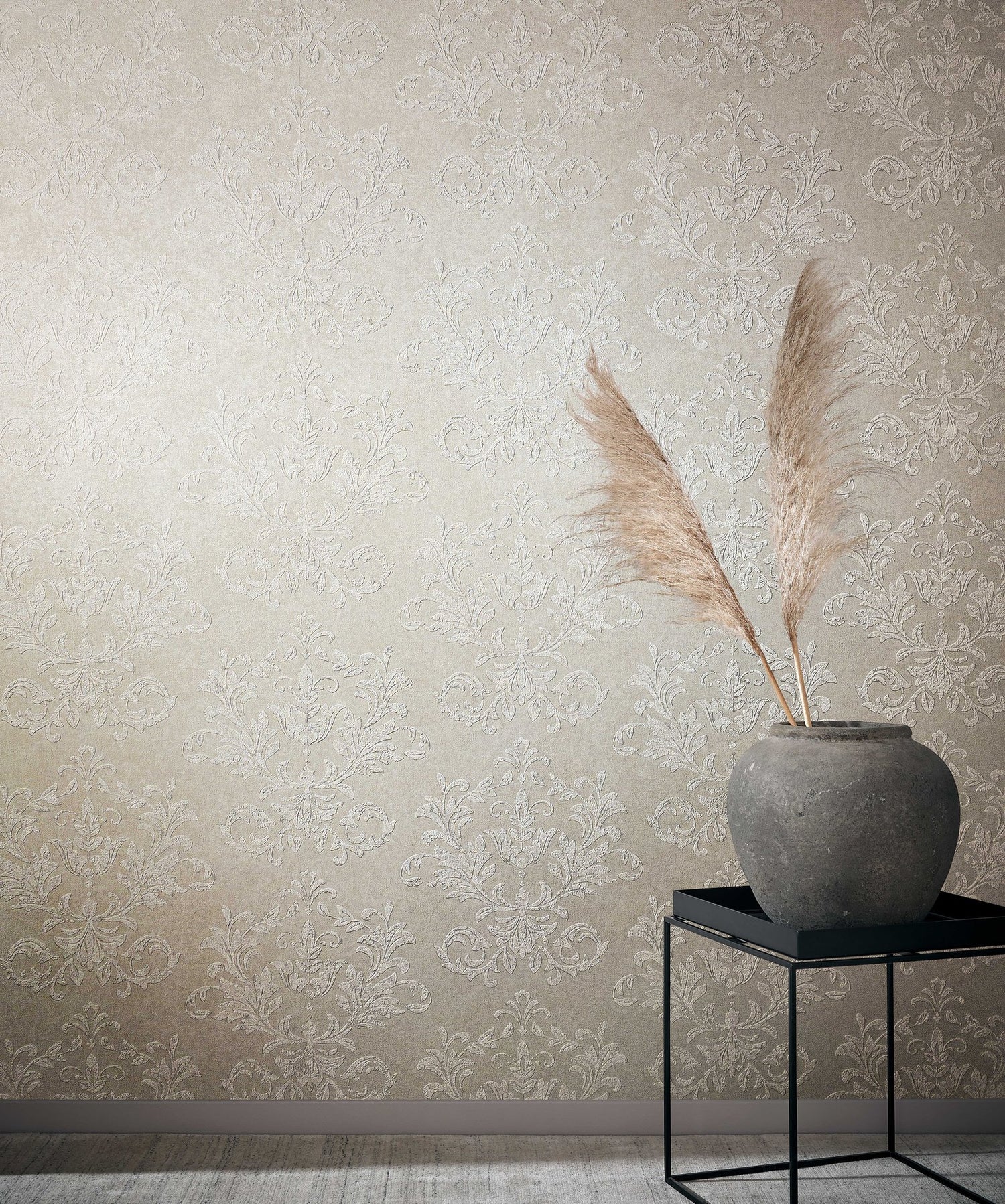 Damask wallpaper in beige color - pattern number 34011 - by Galerie in the Hotel collection