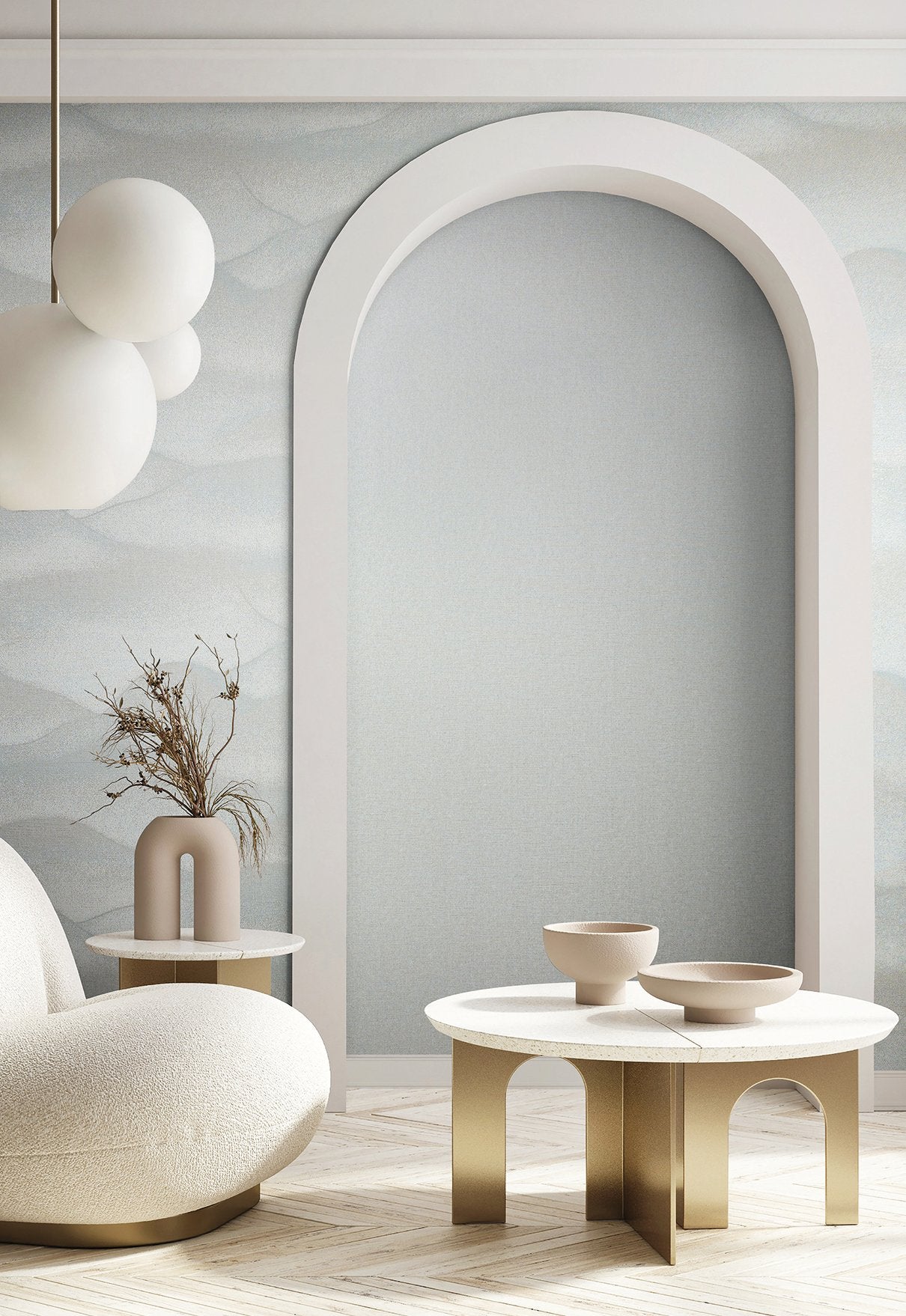 Landscape wallpaper in silver grey color - pattern number 34017 - by Galerie in the Hotel collection