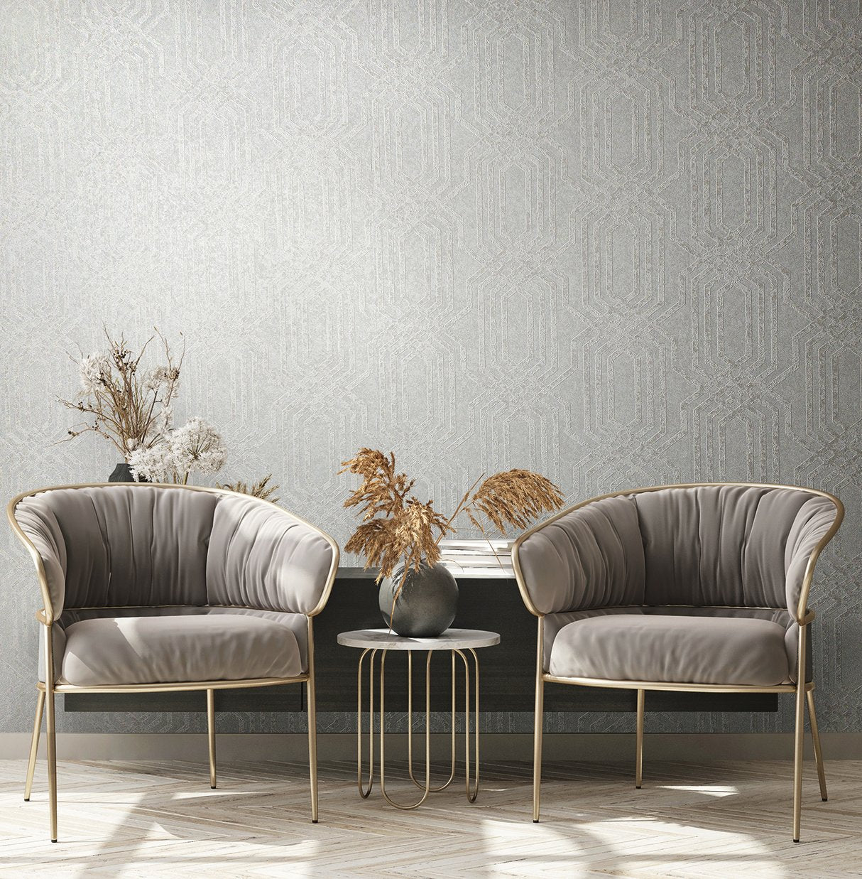 Geo wallpaper in beige color - pattern number 34045 - by Galerie in the Hotel collection