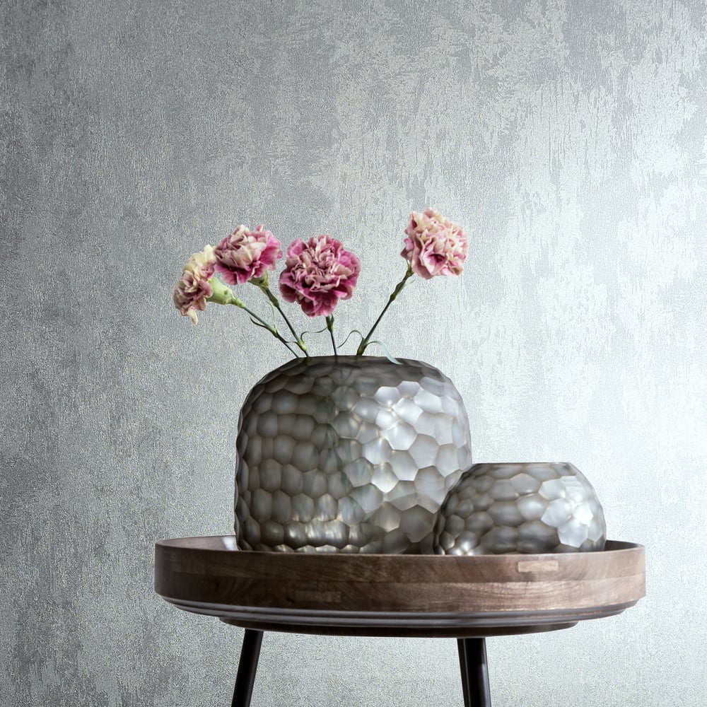 Structure Wallpaper in silver color - pattern number 34275 - by Galerie in the City Romance collection