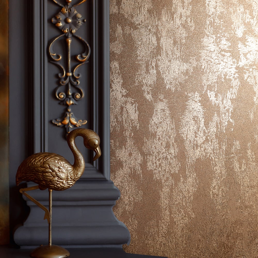 Structure Wallpaper in copper color - pattern number 34277 - by Galerie in the City Romance collection