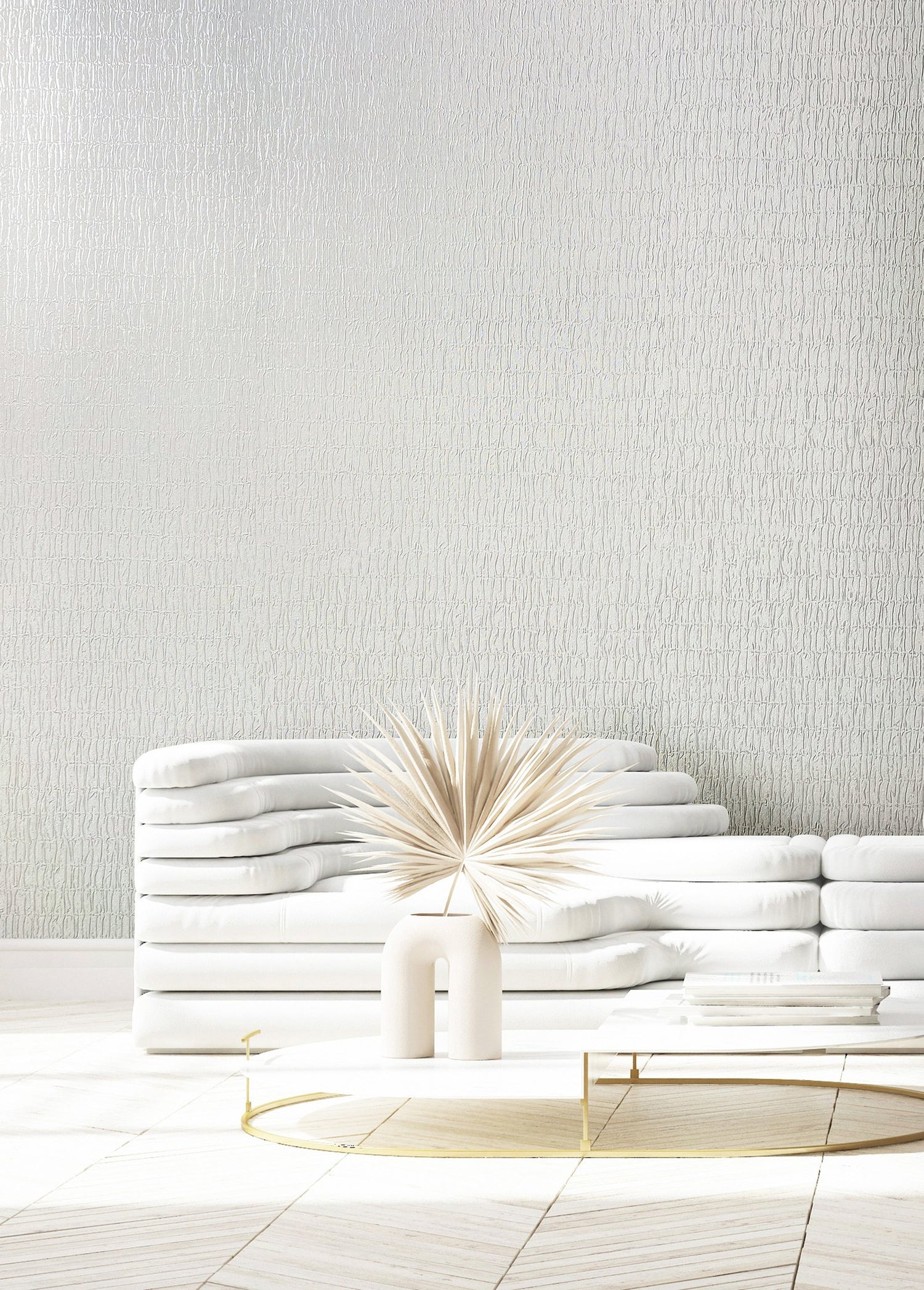Ruche Silk wallpaper in white color - pattern number 34501 - by Galerie in the Kumano collection