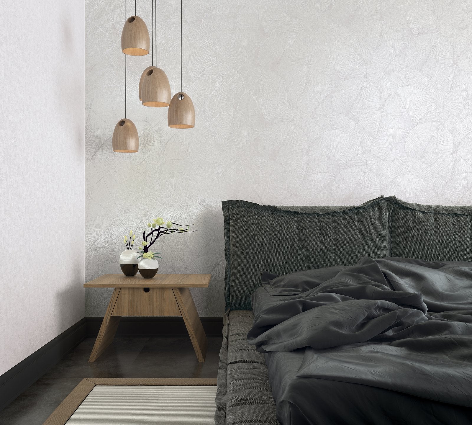 Palm Leaf wallpaper in white color - pattern number 34507 - by Galerie in the Kumano collection