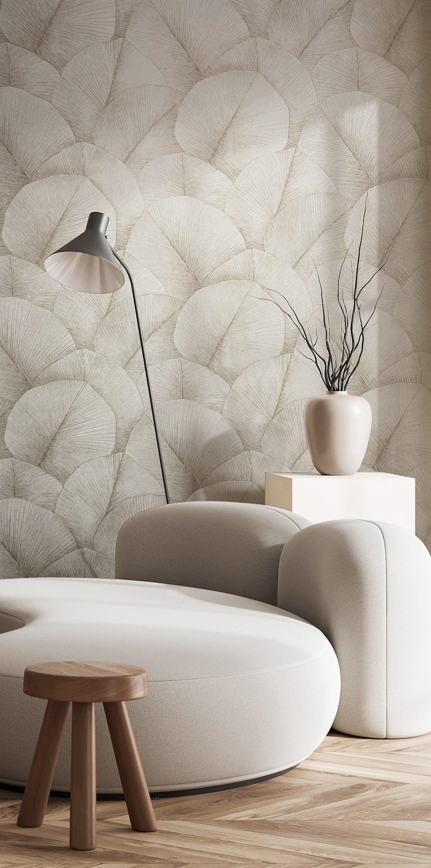 Palm Leaf wallpaper in beige color - pattern number 34510 - by Galerie in the Kumano collection