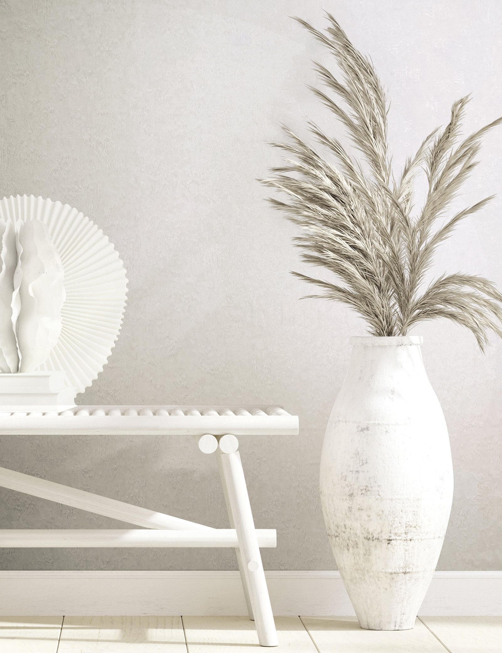 Plaster wallpaper in white color - pattern number 34517 - by Galerie in the Kumano collection