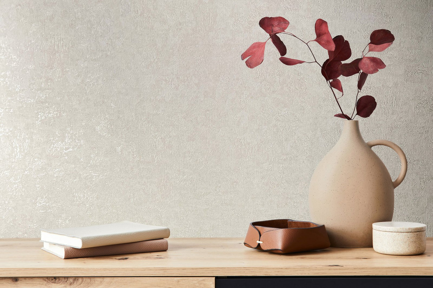 Plaster wallpaper in beige color - pattern number 34520 - by Galerie in the Kumano collection