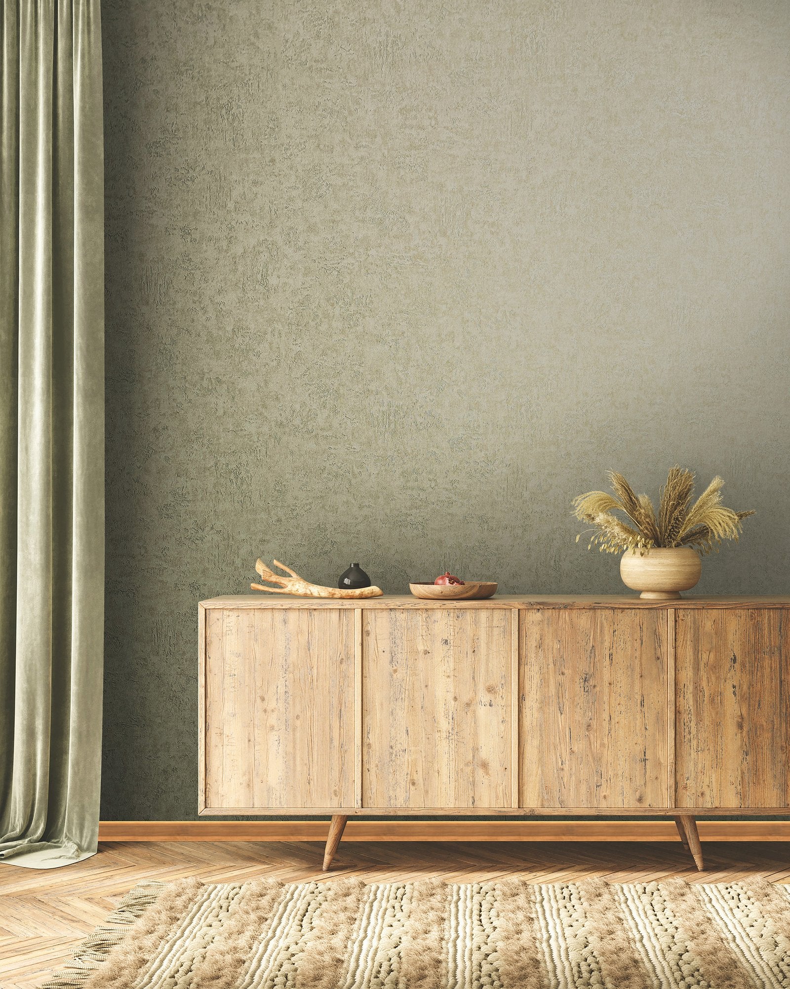 Plaster wallpaper in bronze brown color - pattern number 34522 - by Galerie in the Kumano collection