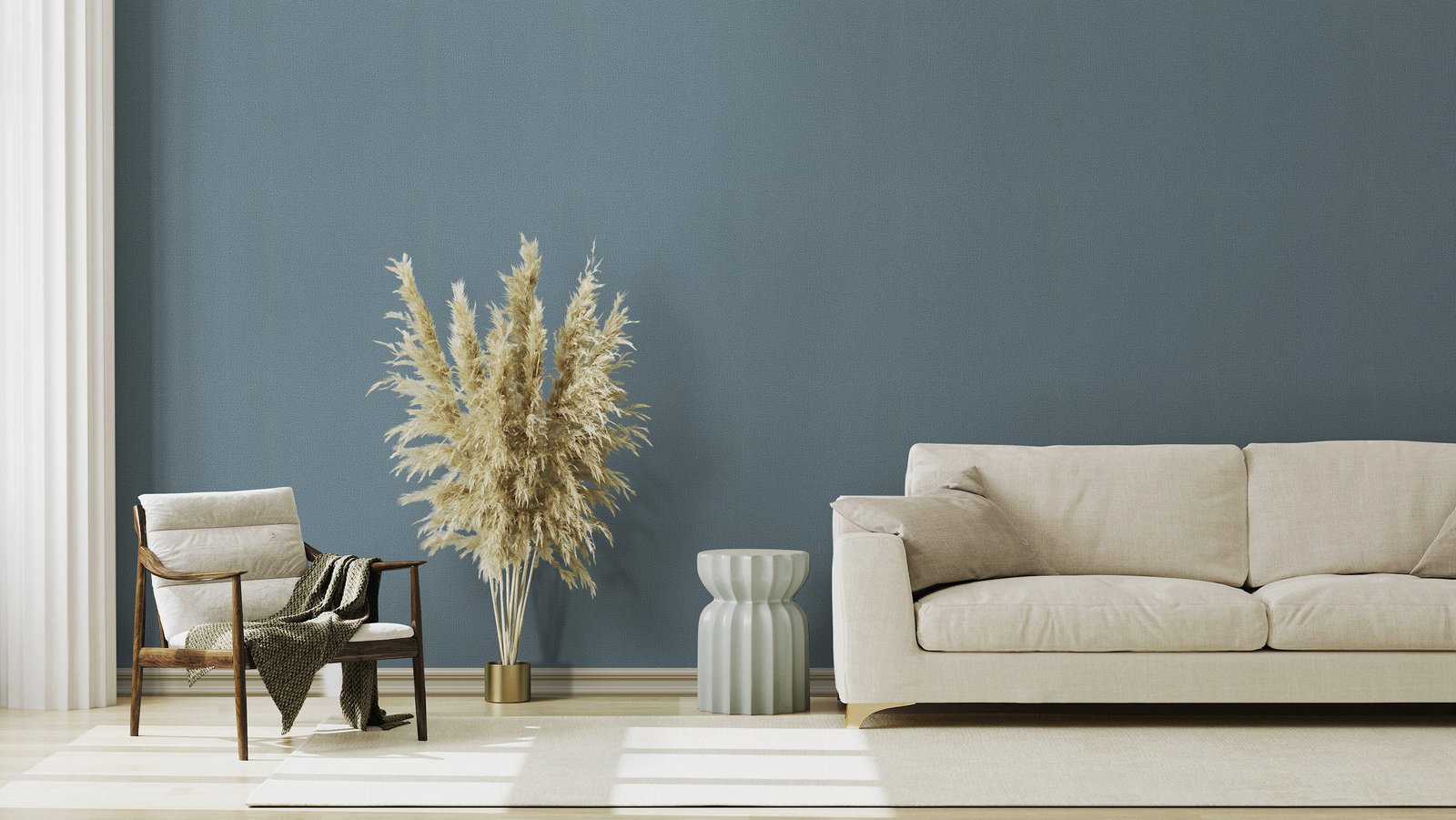 Weave wallpaper in blue color - pattern number 34524 - by Galerie in the Kumano collection