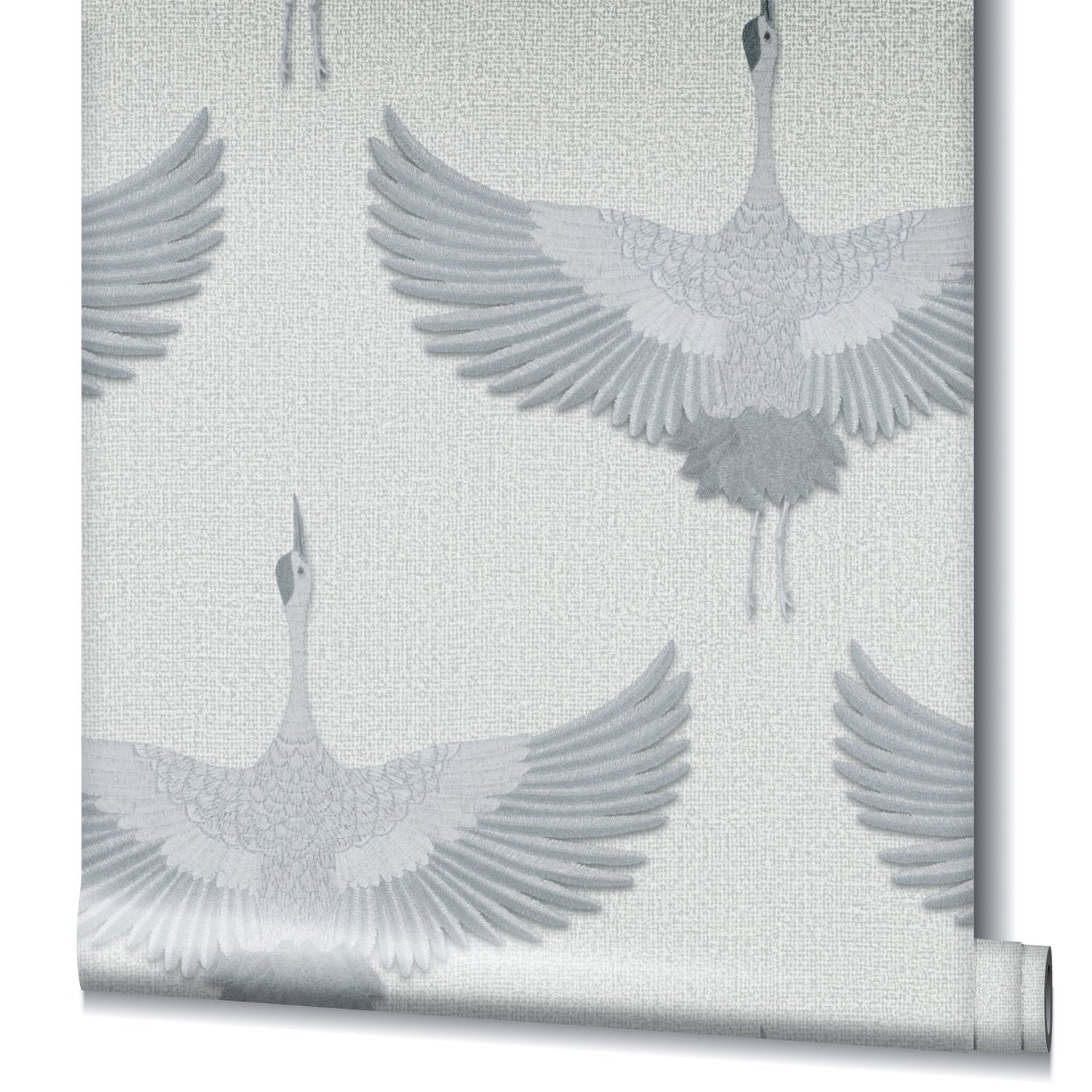Stork wallpaper in silver grey color - pattern number 34530 - by Galerie in the Kumano collection