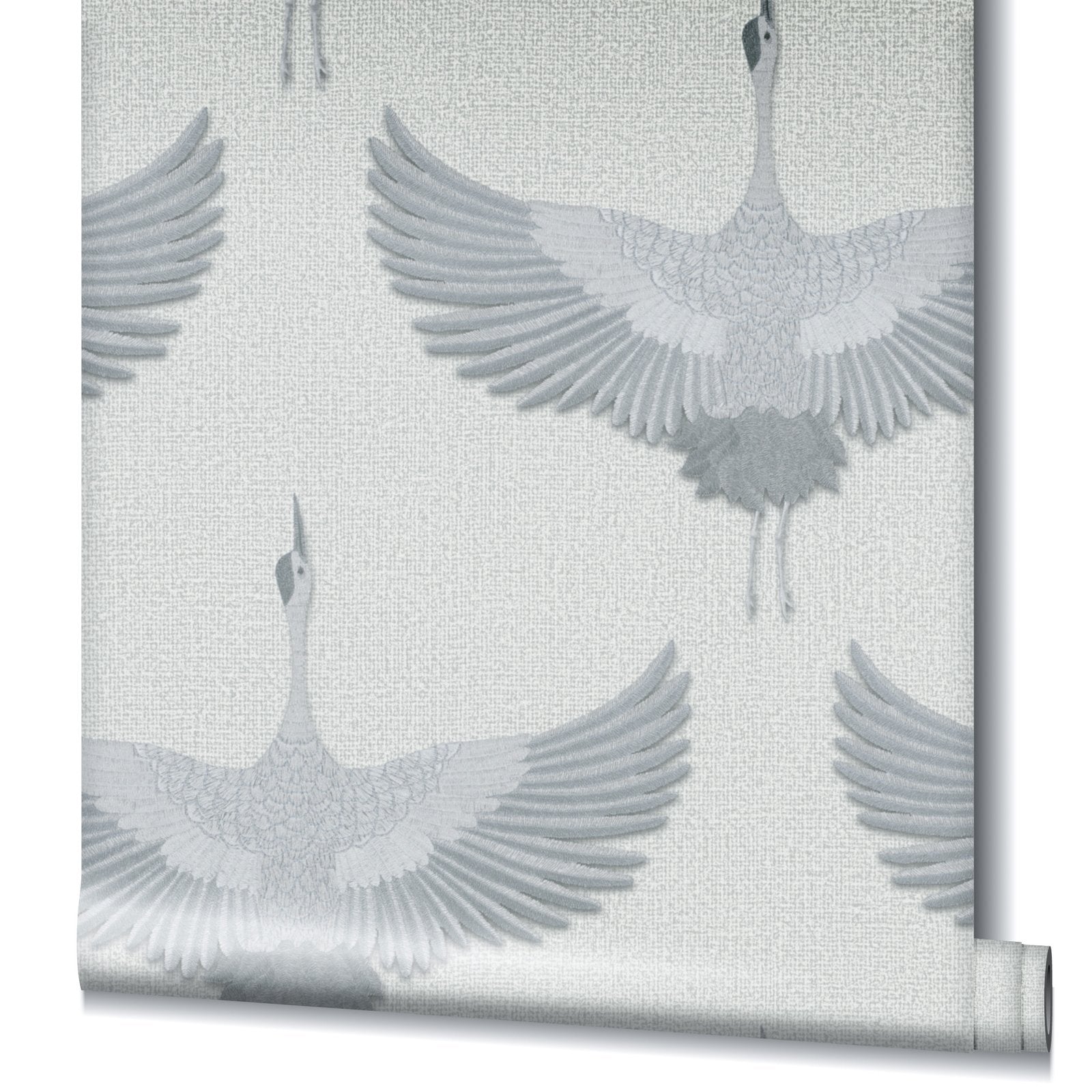 Stork wallpaper in silver grey color - pattern number 34530 - by Galerie in the Kumano collection