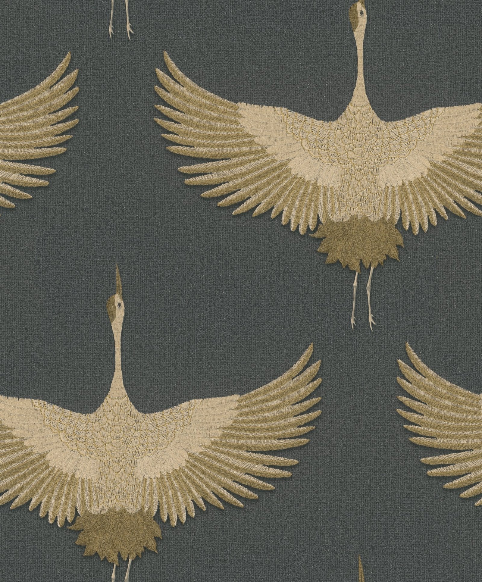 Stork wallpaper in gold color - pattern number 34532 - by Galerie in the Kumano collection