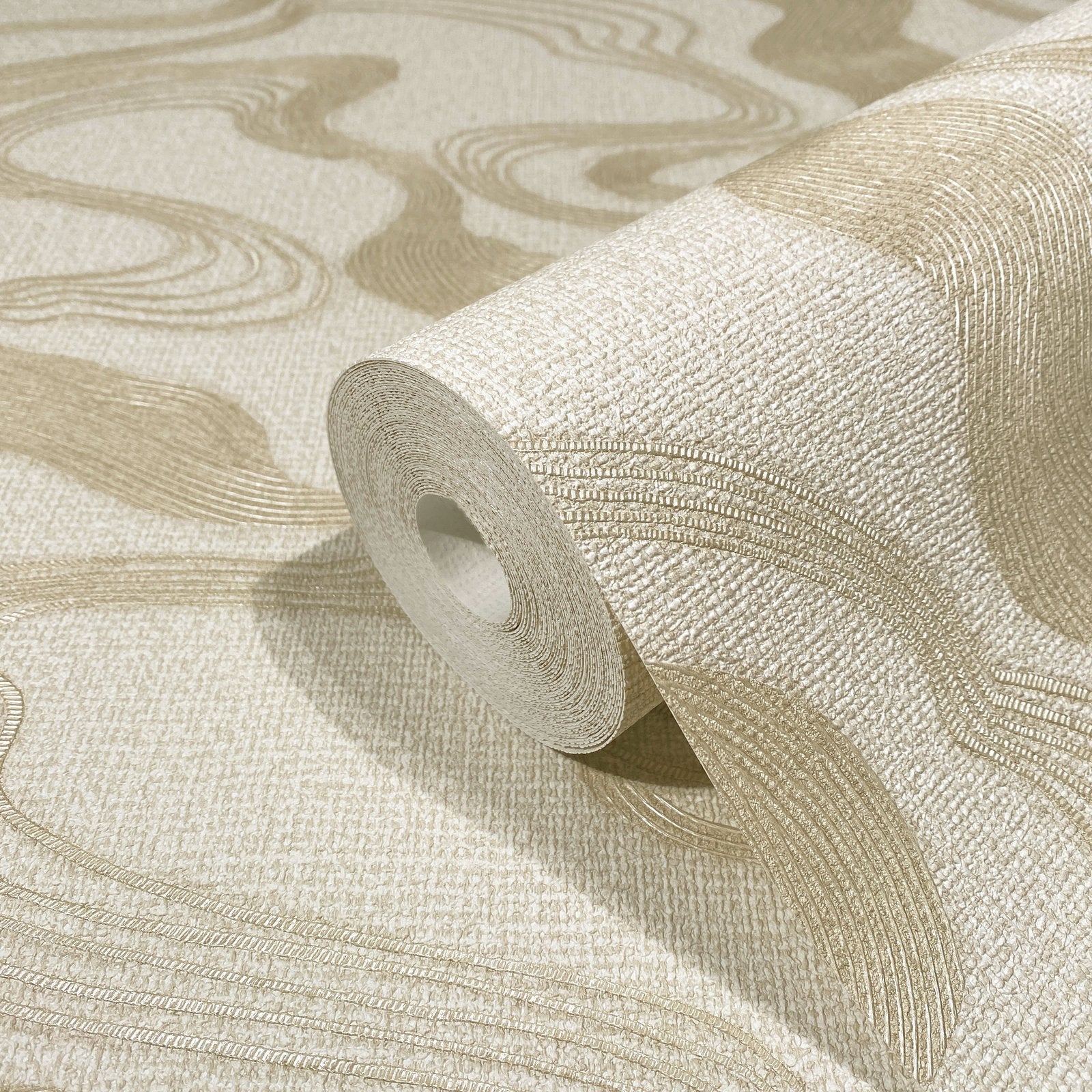 Flow wallpaper in beige color - pattern number 34535 - by Galerie in the Kumano collection