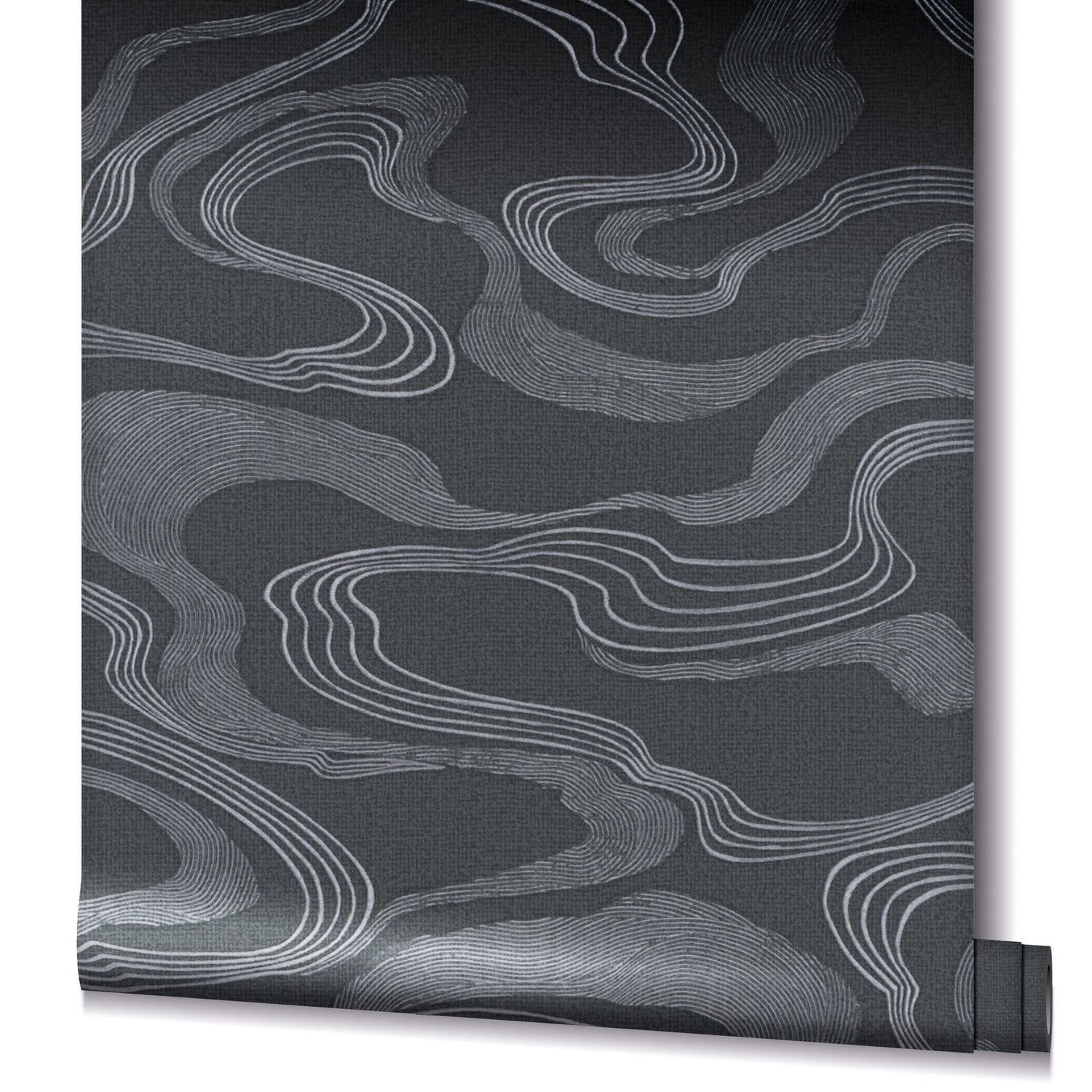 Flow wallpaper in black color - pattern number 34537 - by Galerie in the Kumano collection