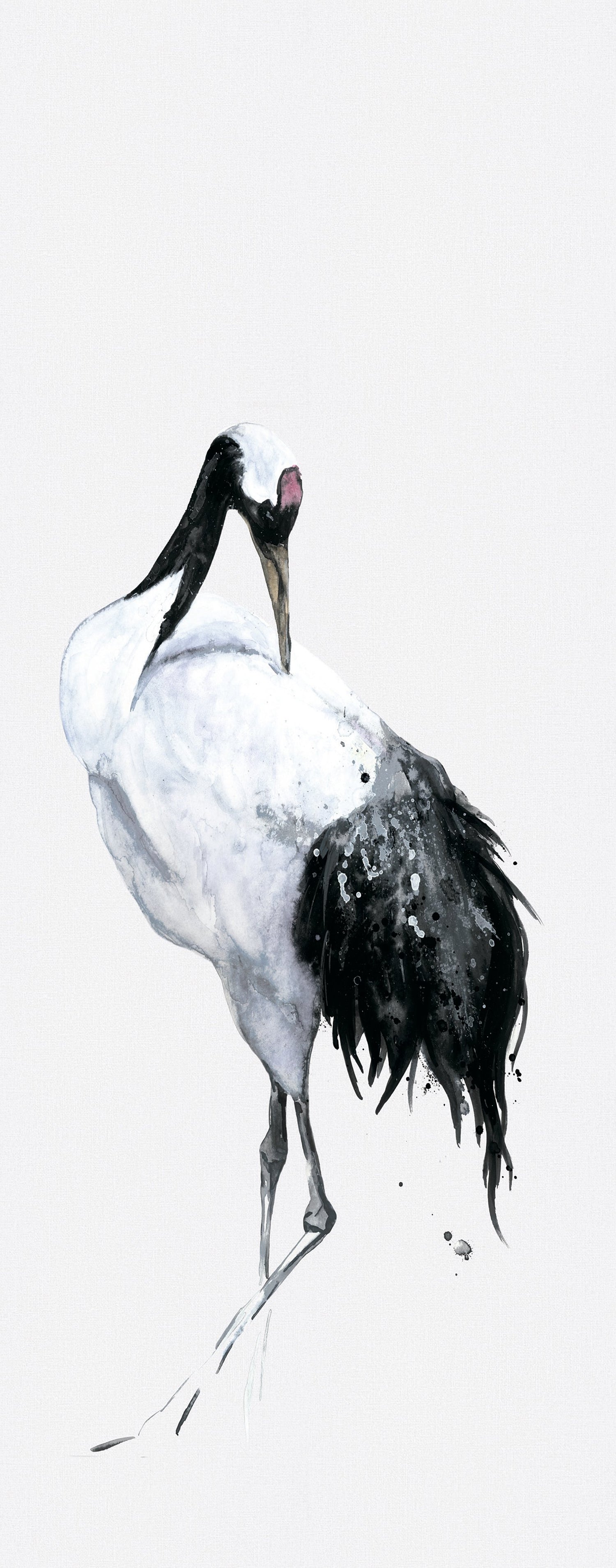 Painted Crane Mural mural in white color - pattern number 34594 - by Galerie in the Kumano collection