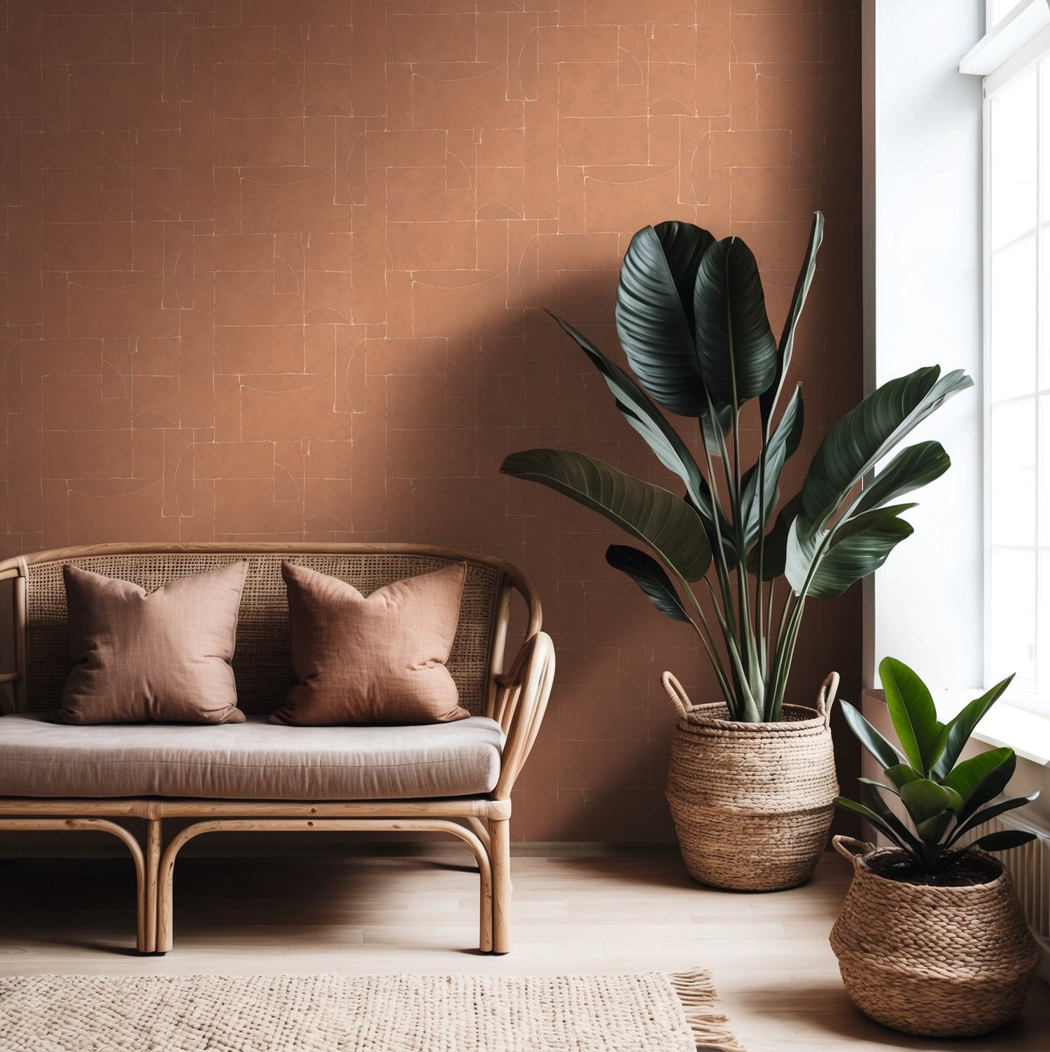 Graphic wallpaper in red color - pattern number TR34605 - by Galerie in the Terra collection