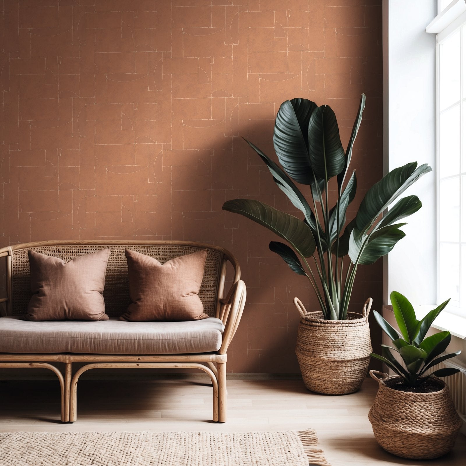 Graphic wallpaper in red color - pattern number TR34605 - by Galerie in the Terra collection