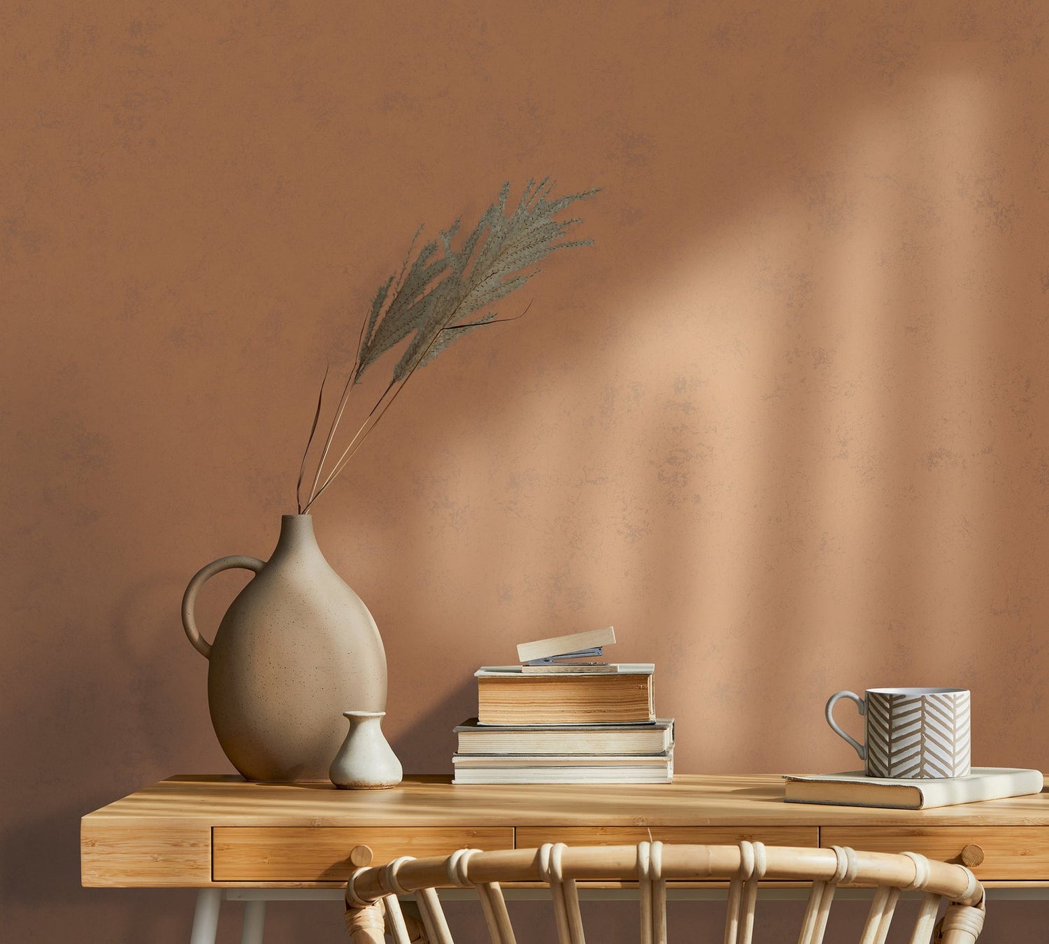 Uni wallpaper in orange color - pattern number TR34610 - by Galerie in the Terra collection