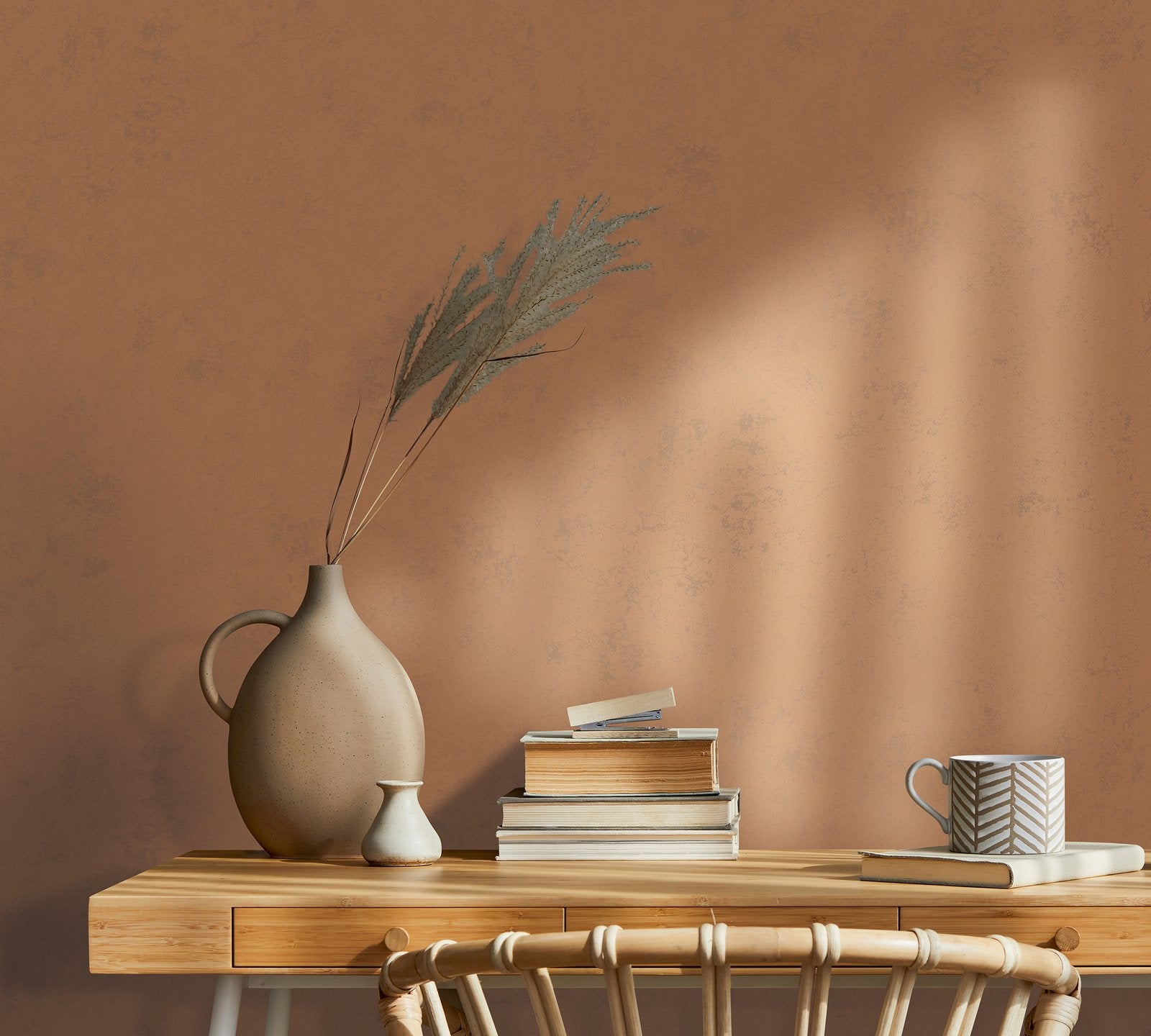Uni wallpaper in orange color - pattern number TR34610 - by Galerie in the Terra collection
