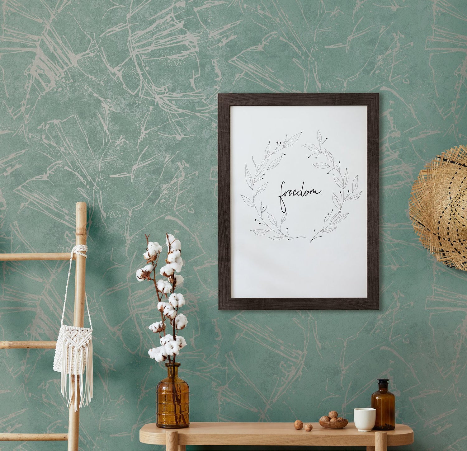 Graphic wallpaper in green color - pattern number TR34617 - by Galerie in the Terra collection